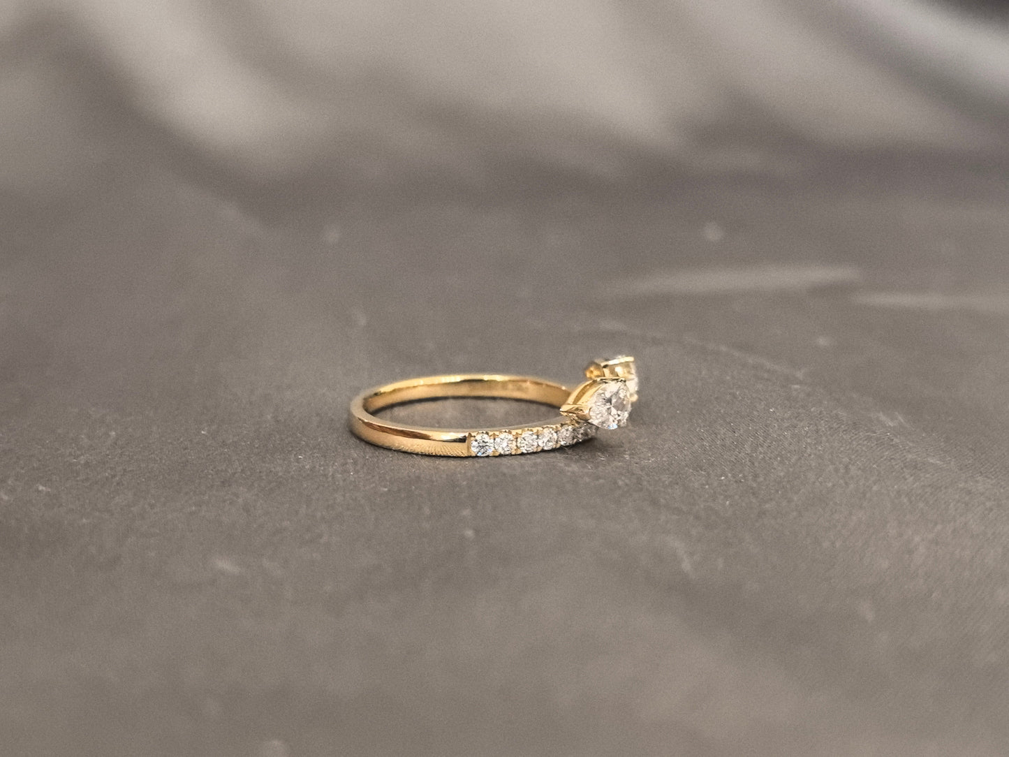 1 Carat Pear Shape Diamond - Diamond Accents - Open Round Shank