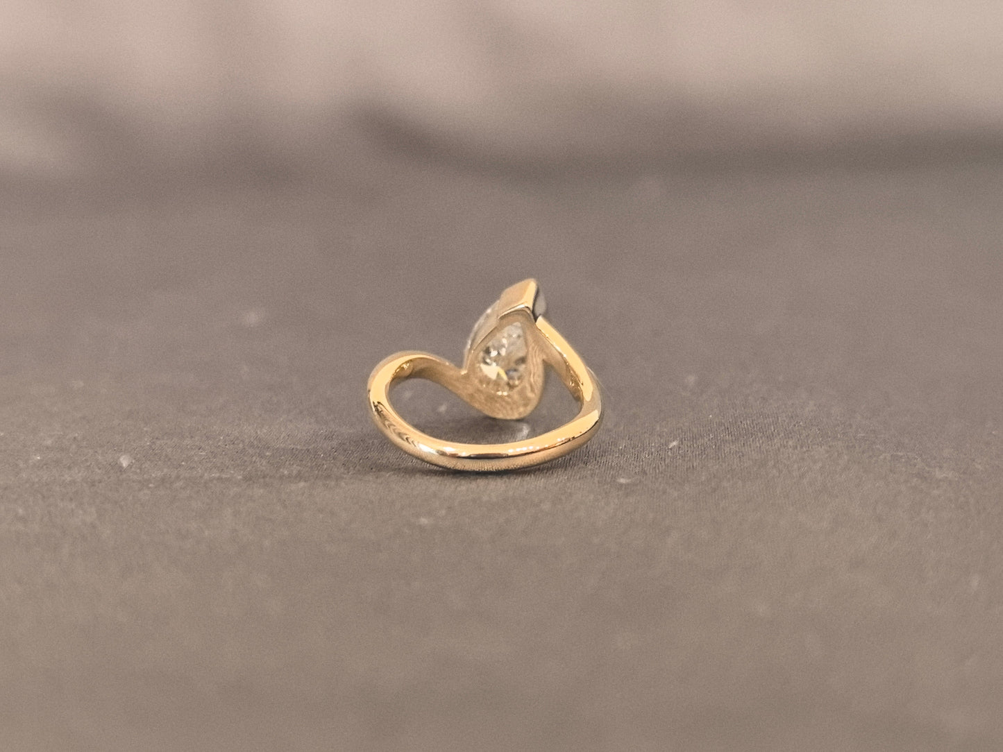 Pear Shape Diamond Ring - Bezel Setting - Curved Shank