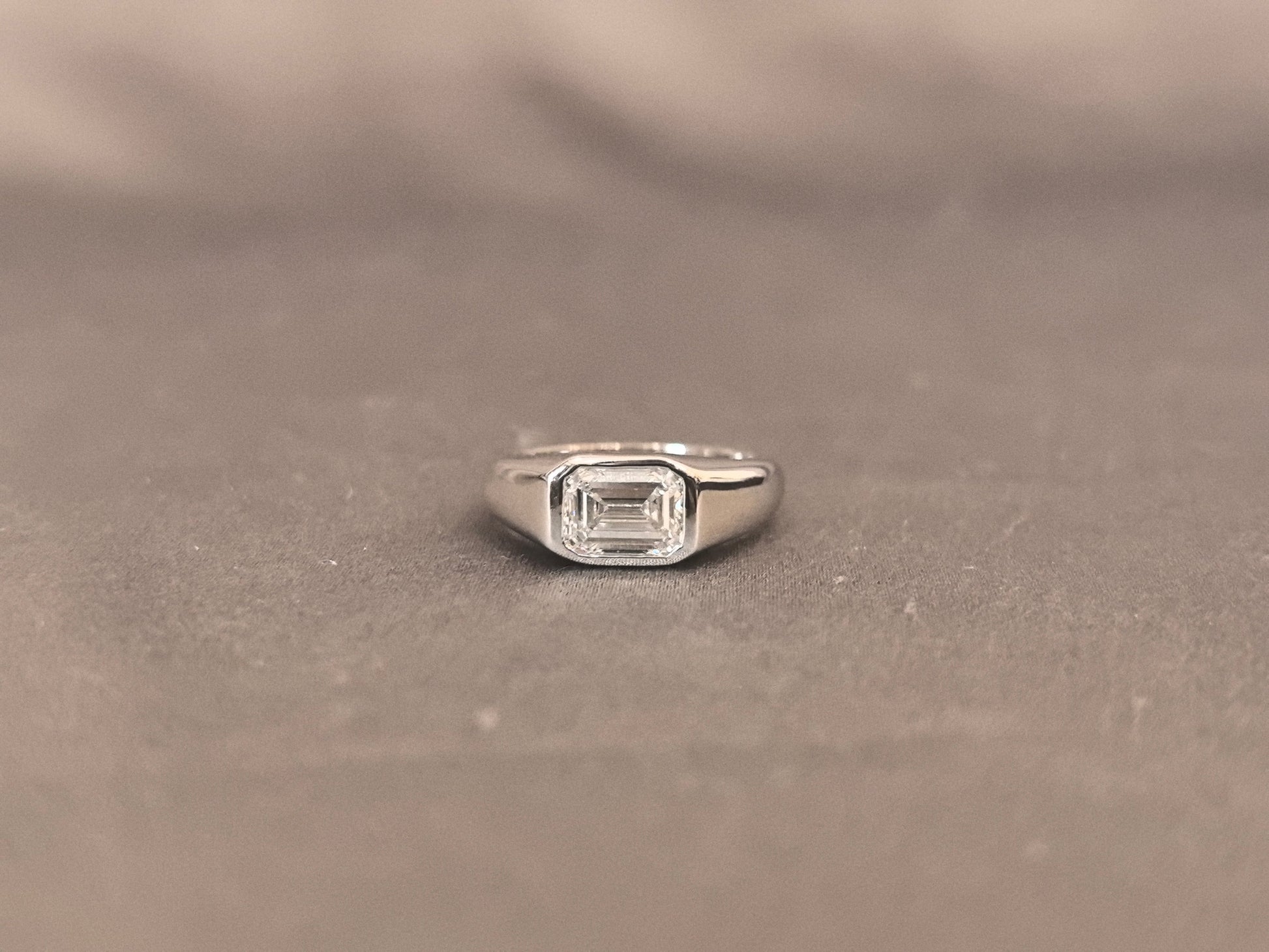 Emerald Cut Diamond Ring - Round Shank - Minimalist