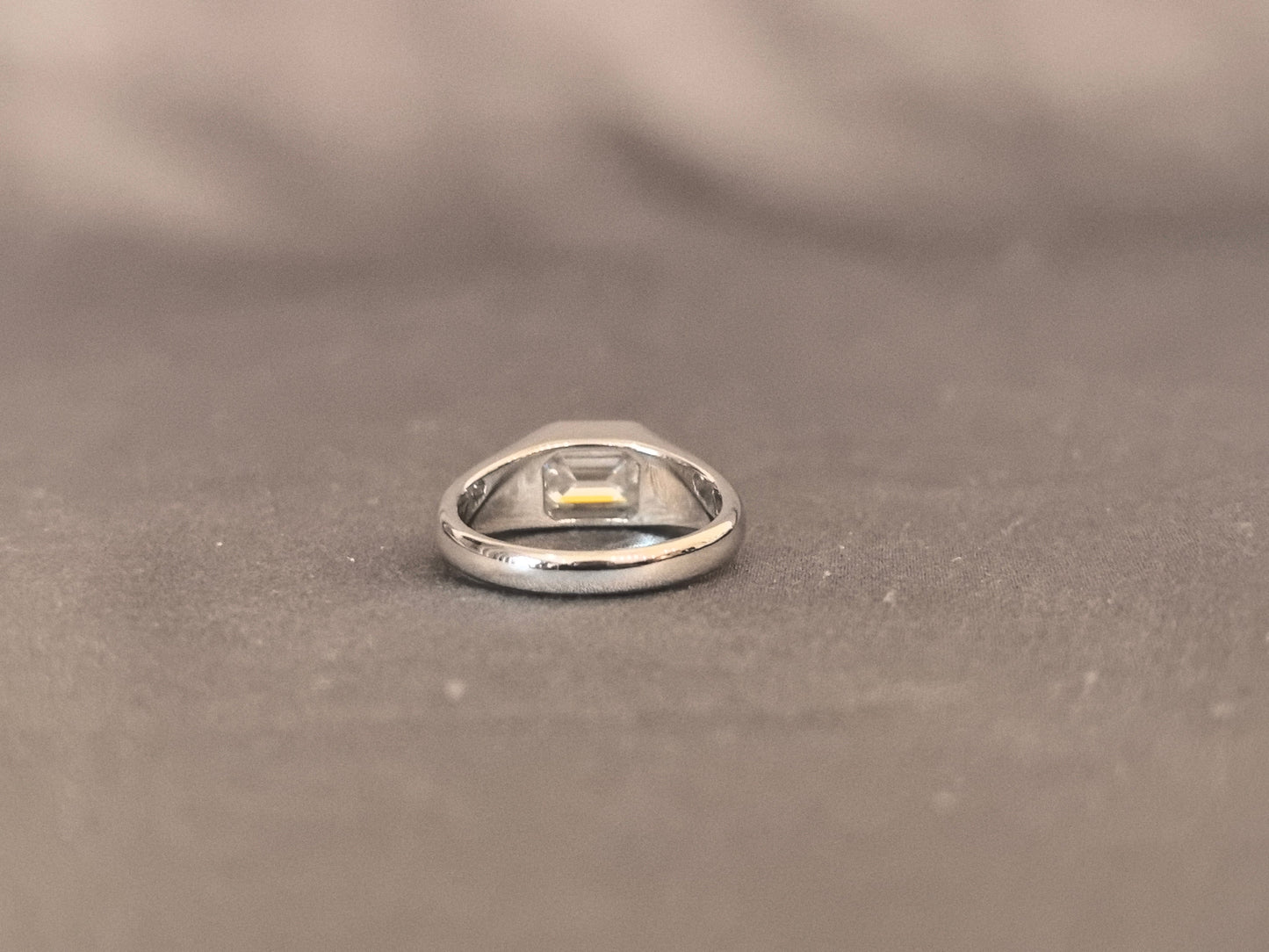 Emerald Cut Diamond Ring - Round Shank - Minimalist