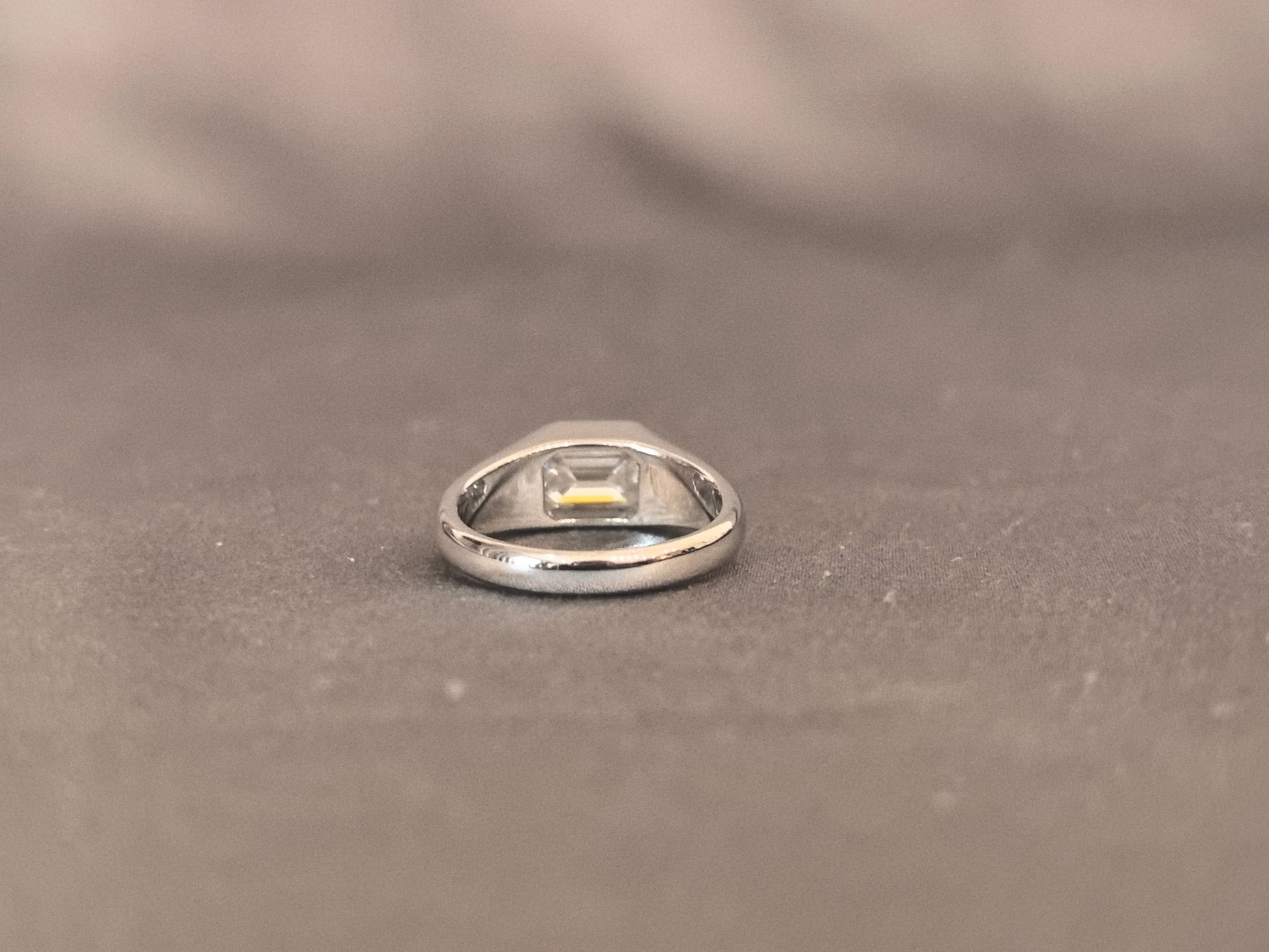 Emerald Cut Diamond Ring - Round Shank - Minimalist
