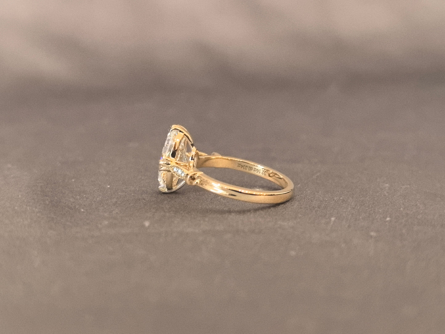 Oval Cut Diamond - Marquise Diamond Accents - Pinky Ring
