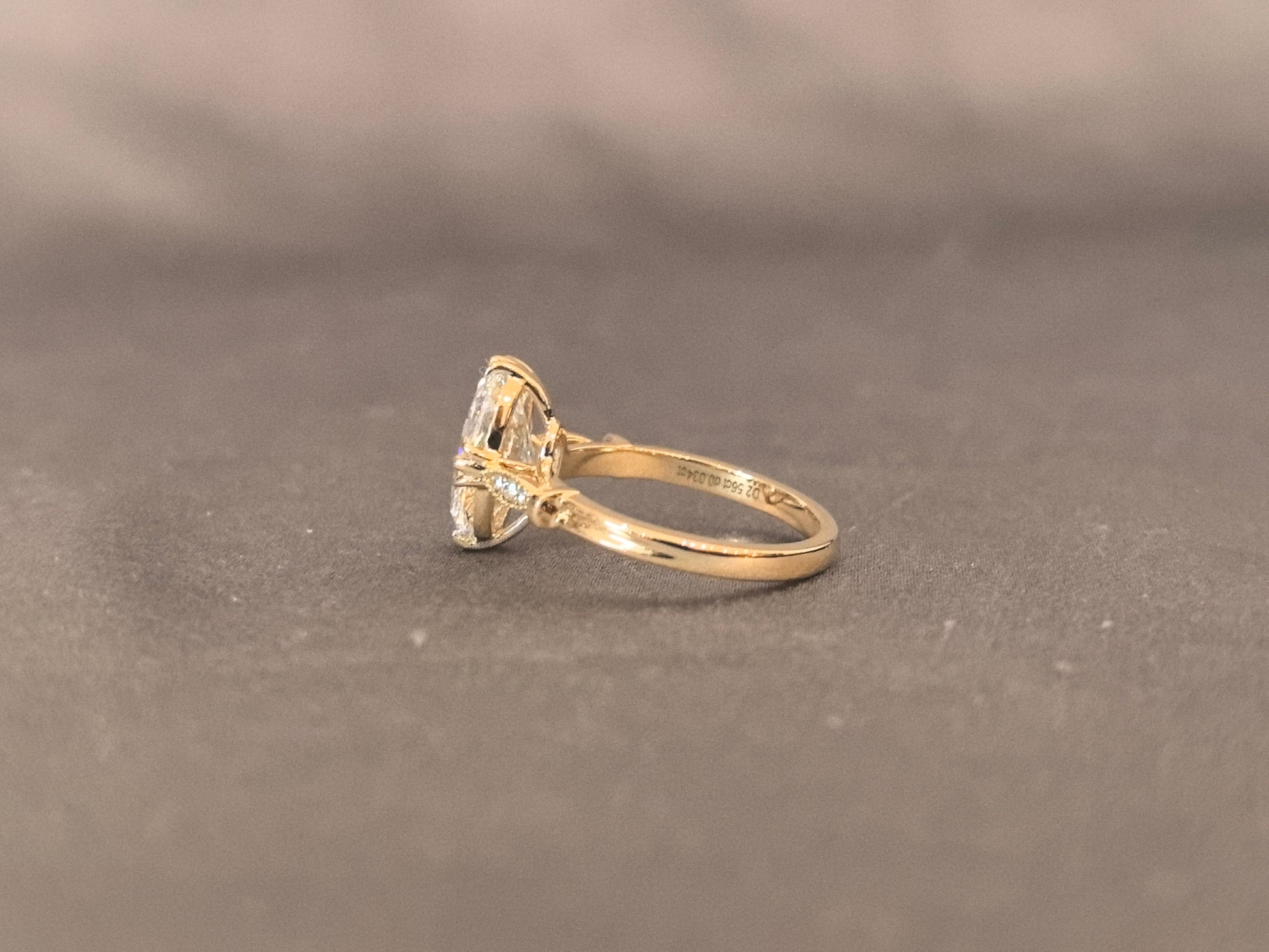 Oval Cut Diamond - Marquise Diamond Accents - Pinky Ring