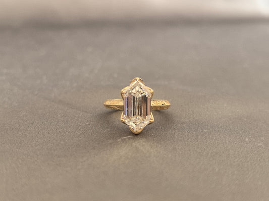 Custom Cut Marquise Diamond Ring - Round Shank - Fine Engraving