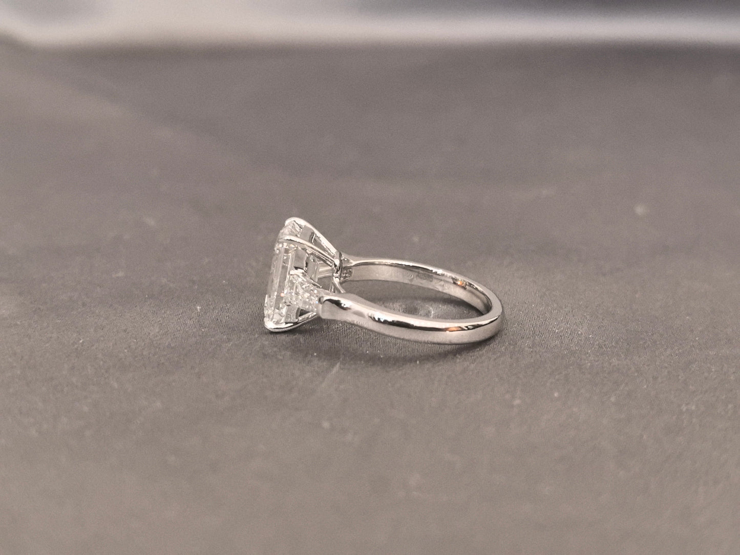 San-Style Emerald Ring - 2 Carat Emerald Center Stone Diamond Ring - Emerald Side Stone Setting