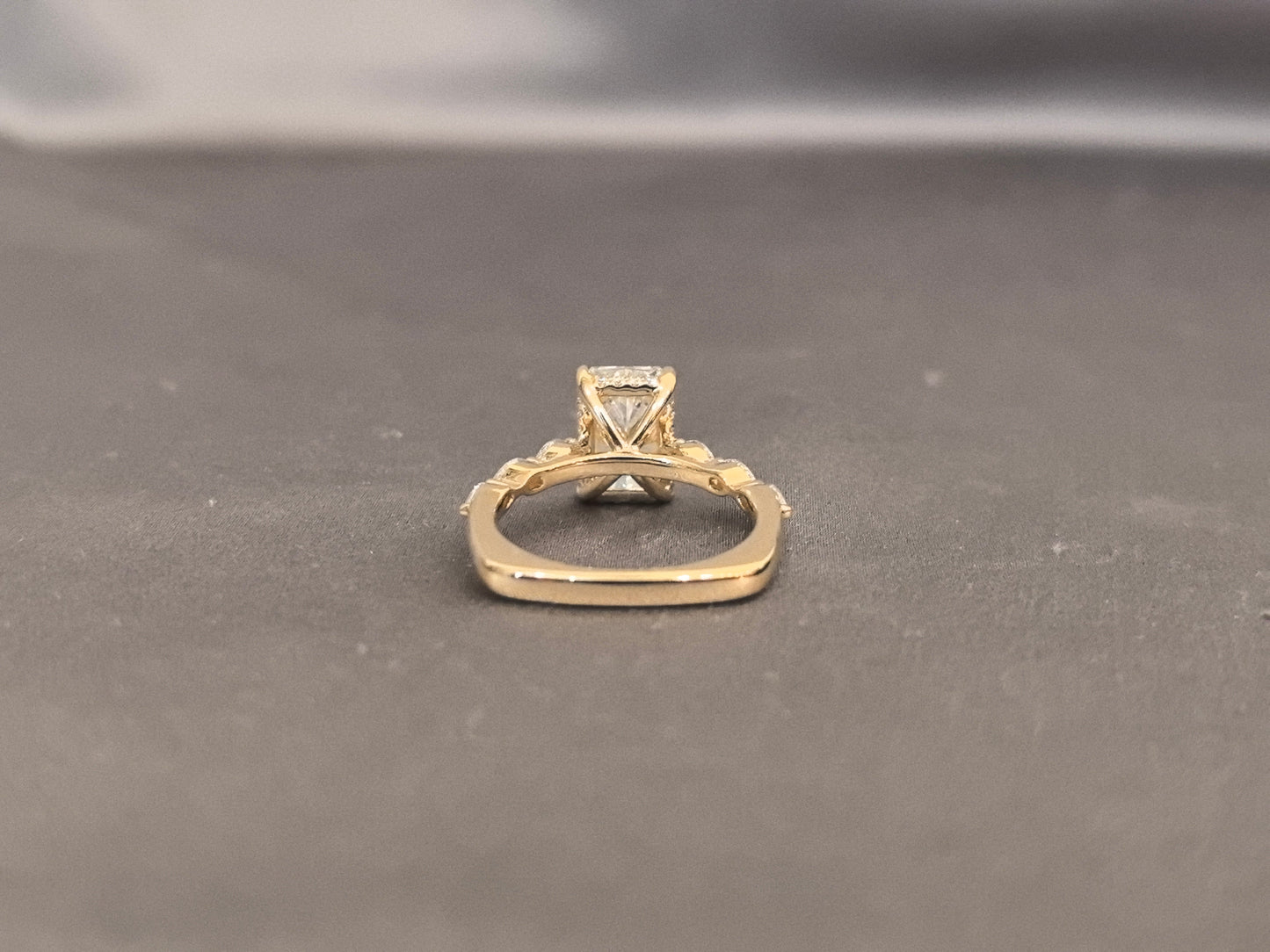 Radiant-Cut Diamond Ring - Marquise-Side Accent Engagement Ring - 4-Prong Set