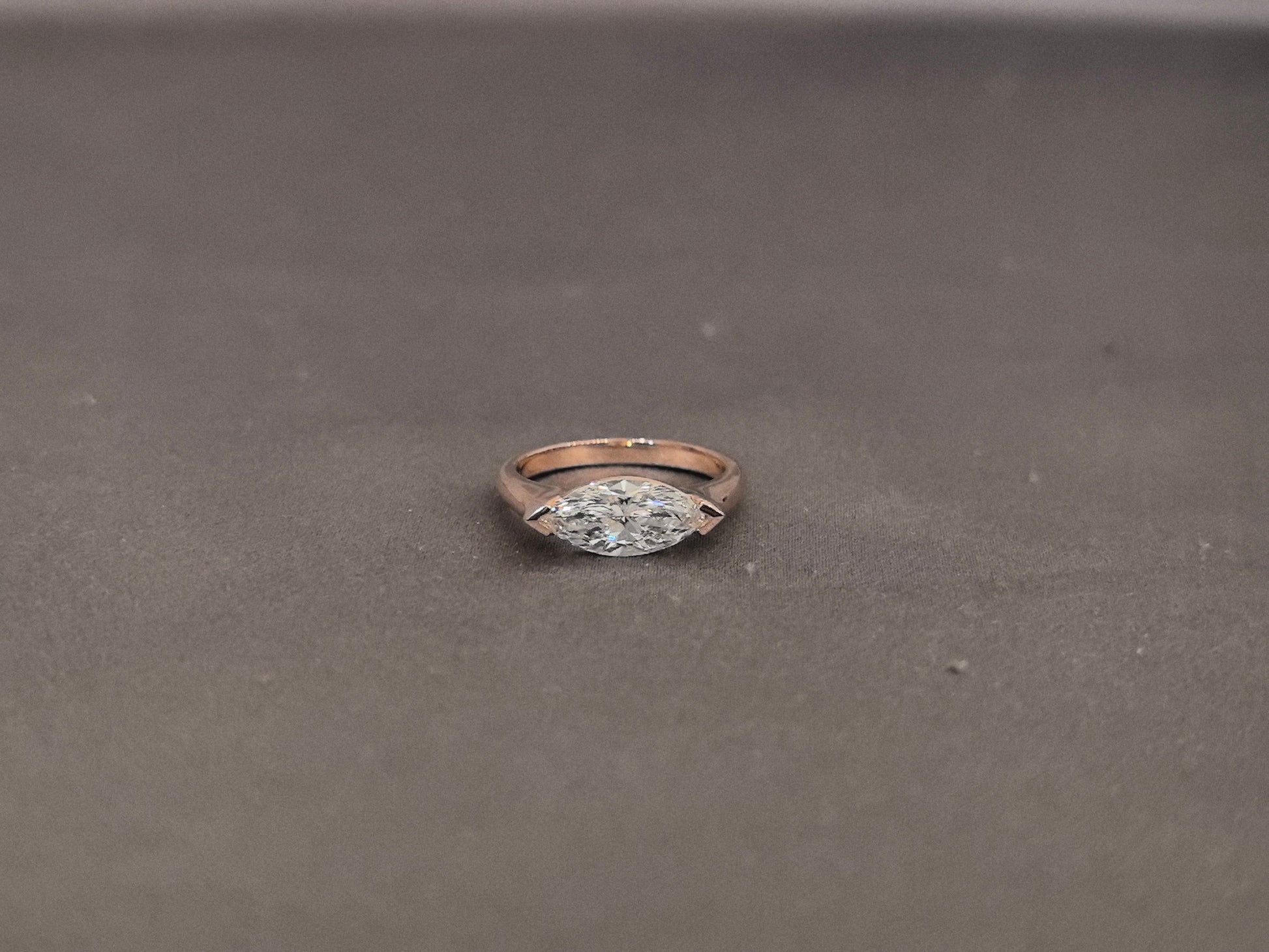 Horizontal Marquise Diamond Ring - Modern Solitaire - 1 Carat Lab Grown Diamond