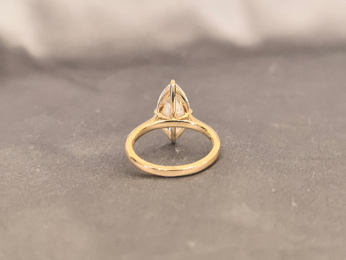 Marquise Diamond Ring - Round Shank - Minimalist Design