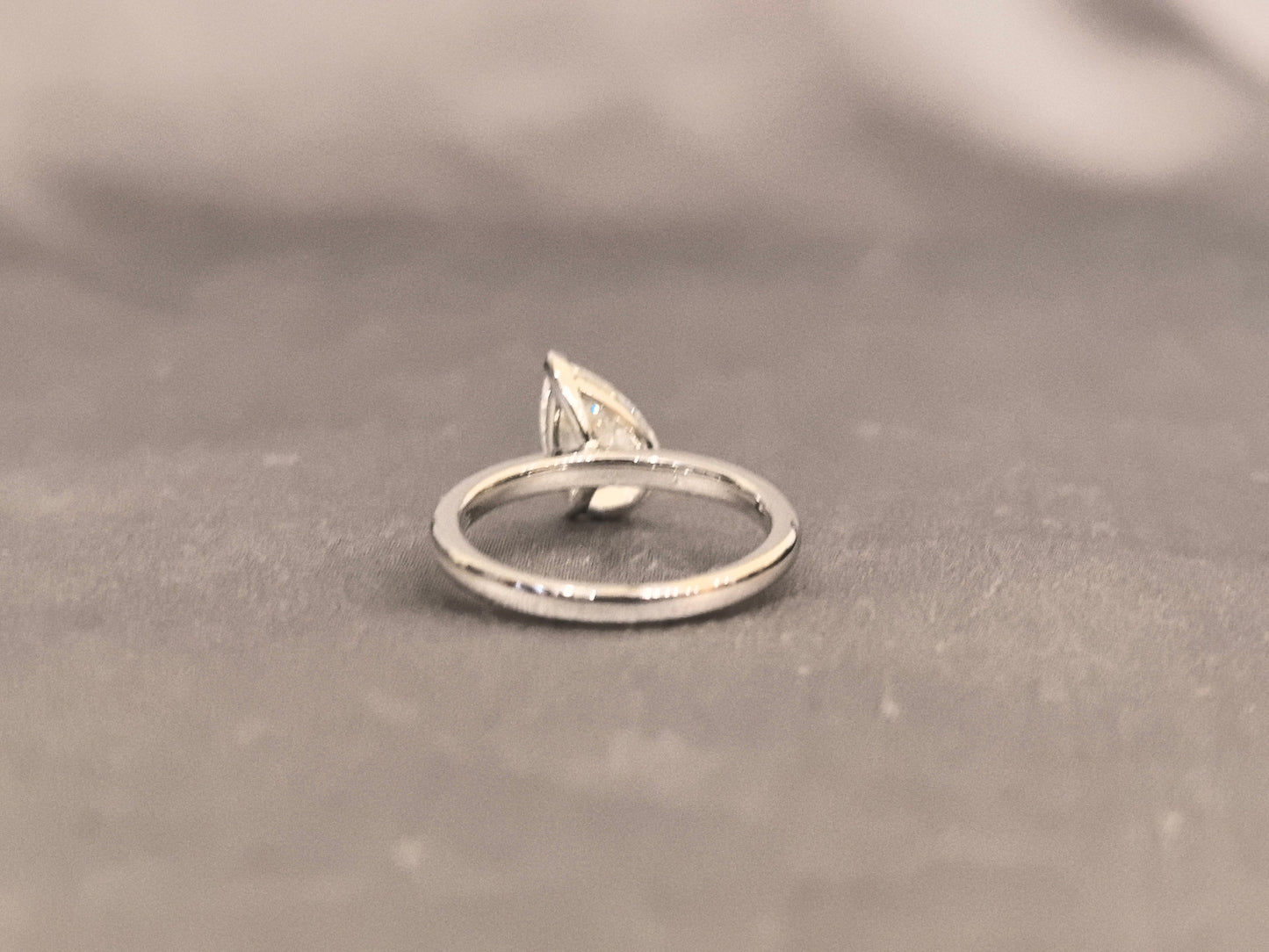 Pear Shape Diamond Ring - Three Prong Setting - Round Shank