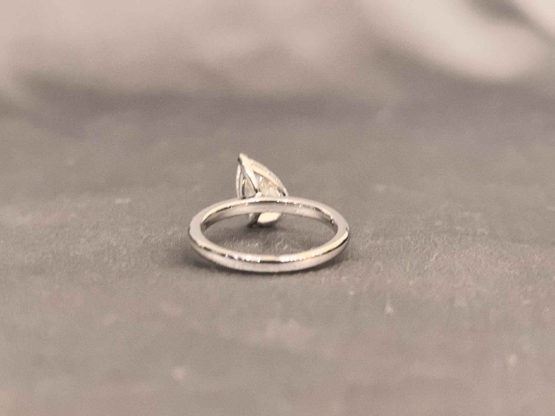 Pear Shape Diamond Ring - Three Prong Setting - Round Shank