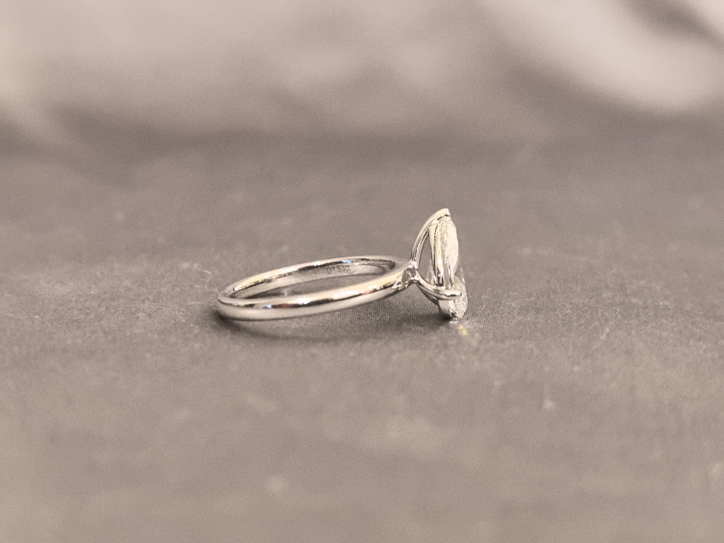 Pear Shape Diamond Ring - Three Prong Setting - Round Shank