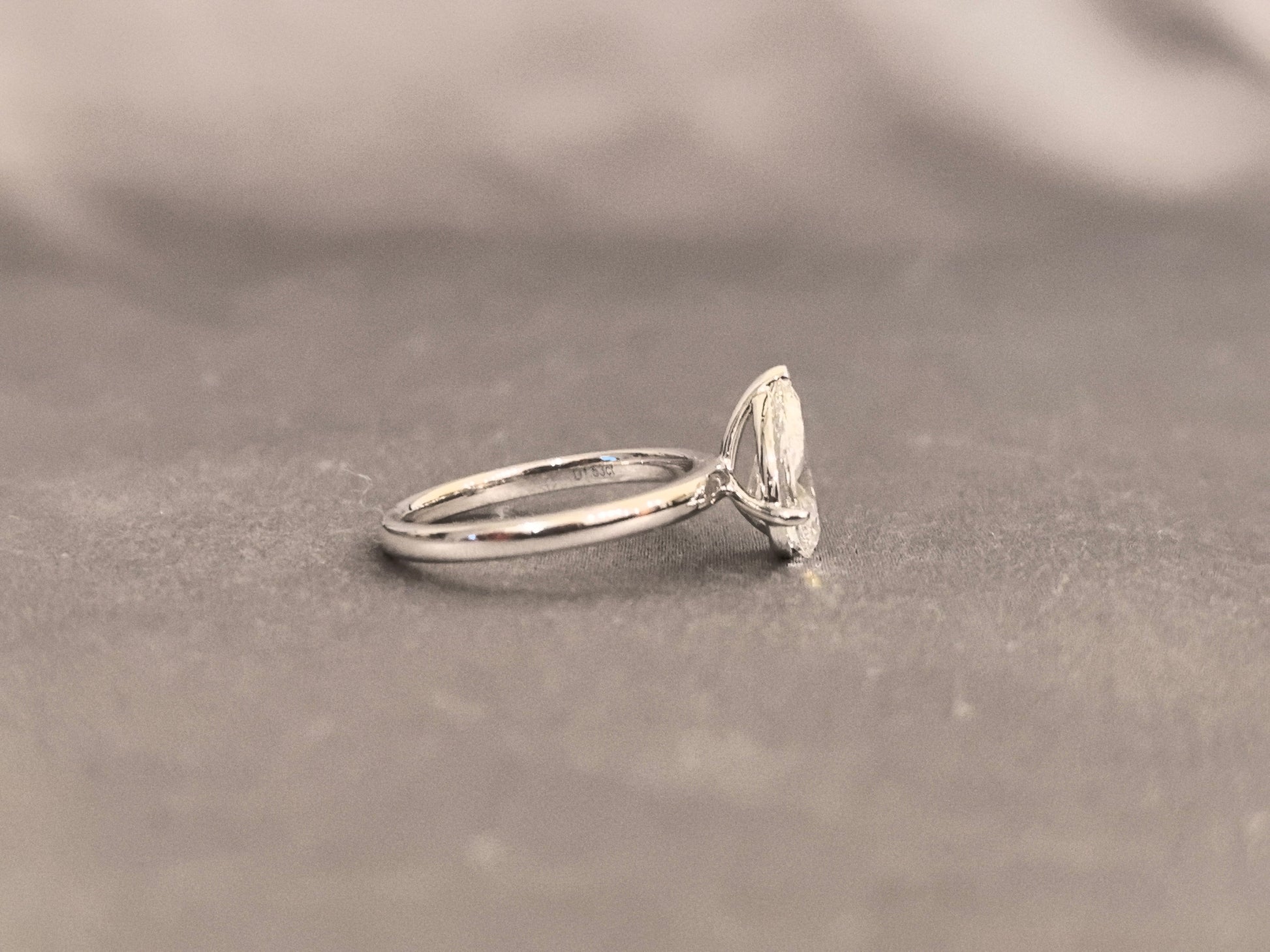 Pear Shape Diamond Ring - Three Prong Setting - Round Shank
