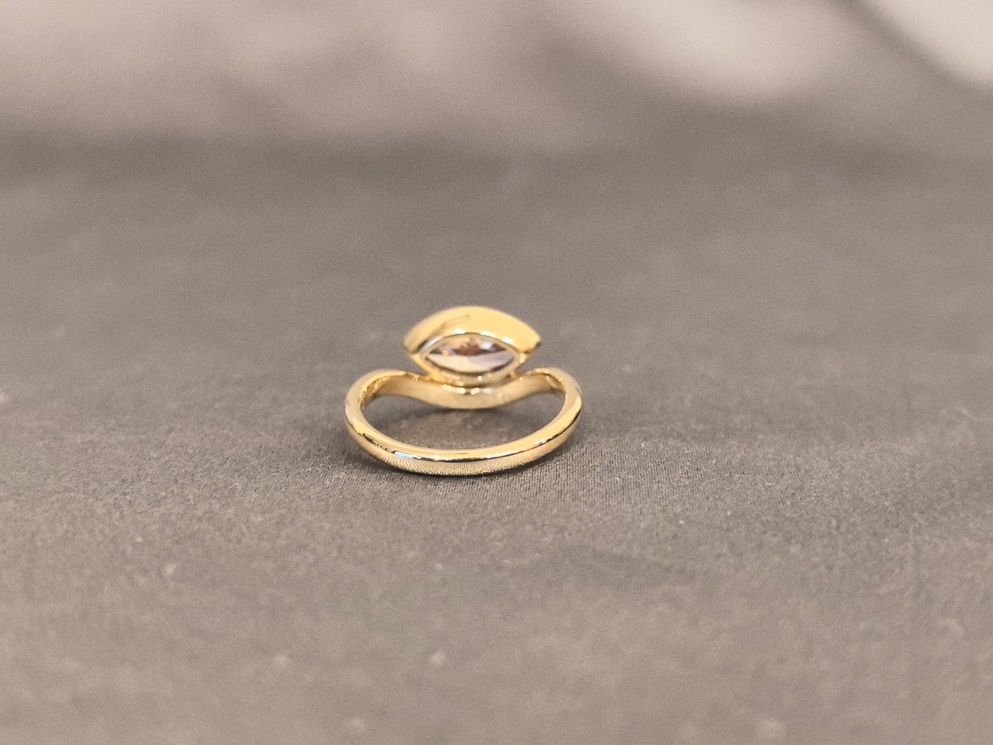 Marquise Cut Bezel Set Ring - Pink Lab Grown Diamond - Bypass V-Shape Band