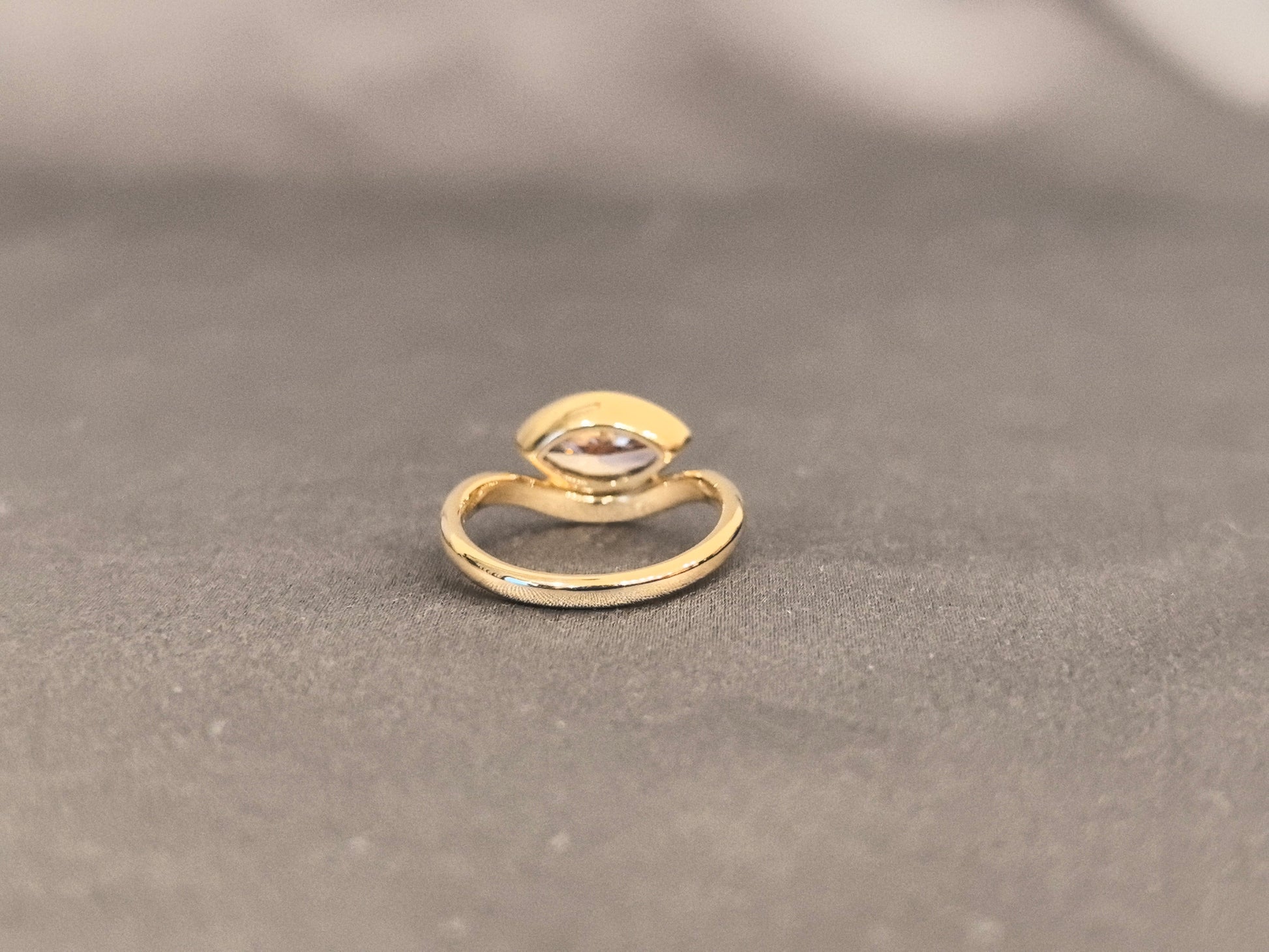 Marquise Cut Bezel Set Ring - Pink Lab Grown Diamond - Bypass V-Shape Band