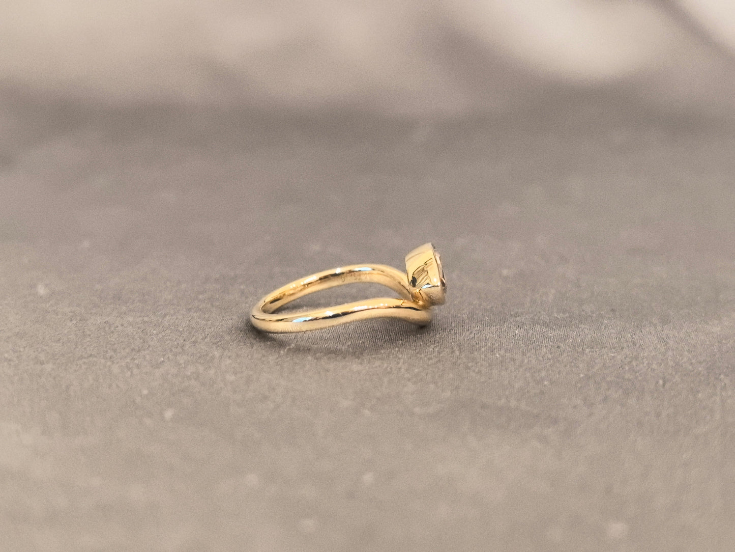 Marquise Cut Bezel Set Ring - Pink Lab Grown Diamond - Bypass V-Shape Band