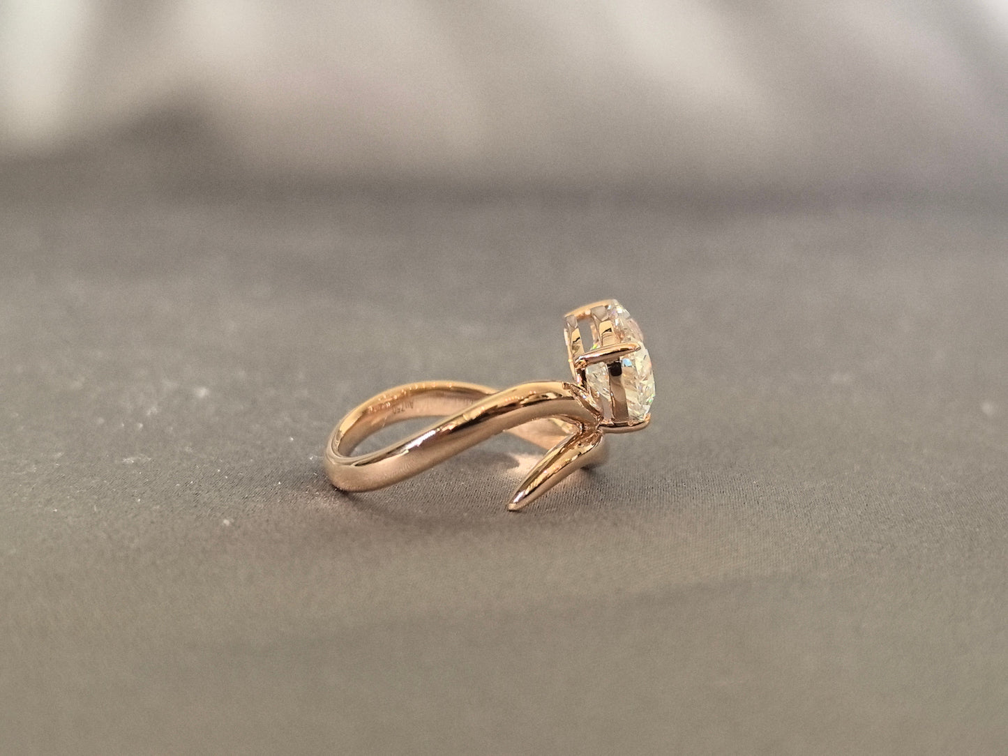 Pear-shaped lab diamond bypass ring - Tiny pink diamond accent - Prong-Set
