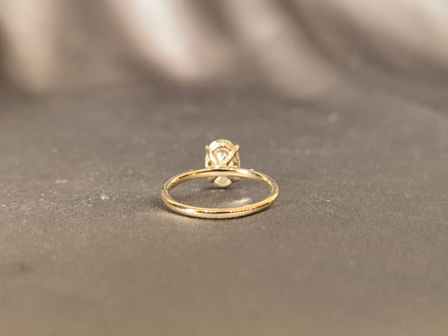 Classic oval diamond engagement ring - 4-Prong Set - Micro-pavé diamond accents on shank