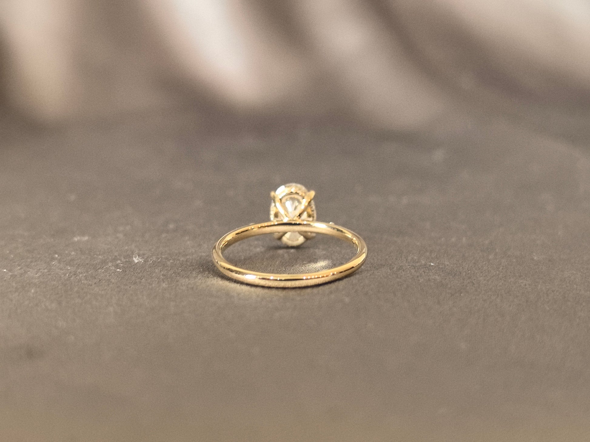 Classic oval diamond engagement ring - 4-Prong Set - Micro-pavé diamond accents on shank