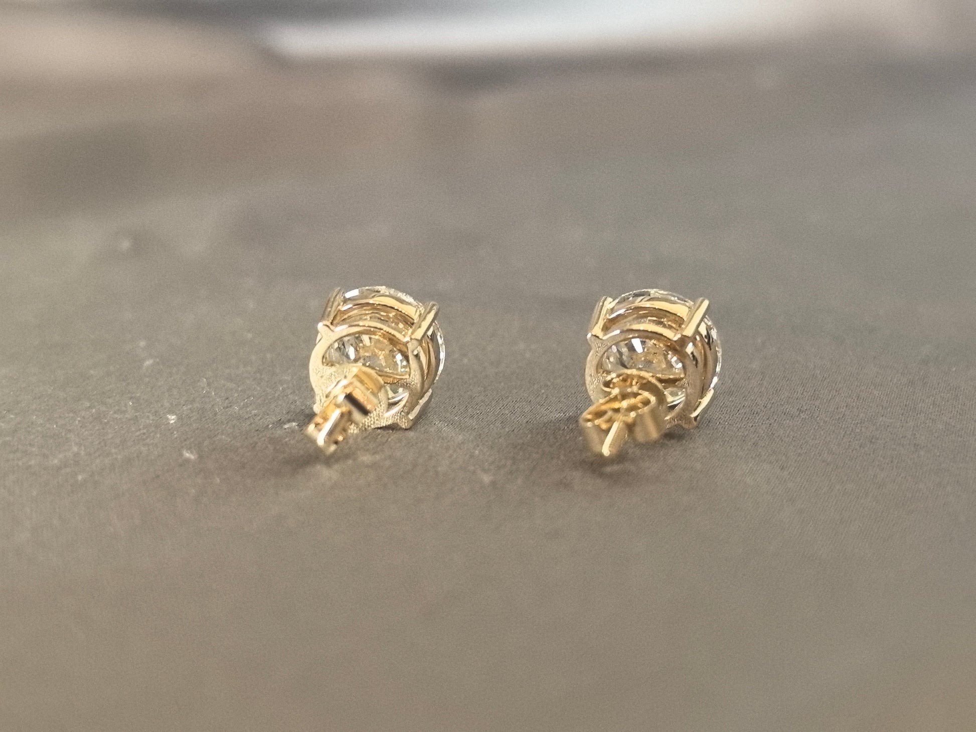 Round brilliant-cut lab diamond stud earrings - 4-Prong Set - Low-profile design for comfort