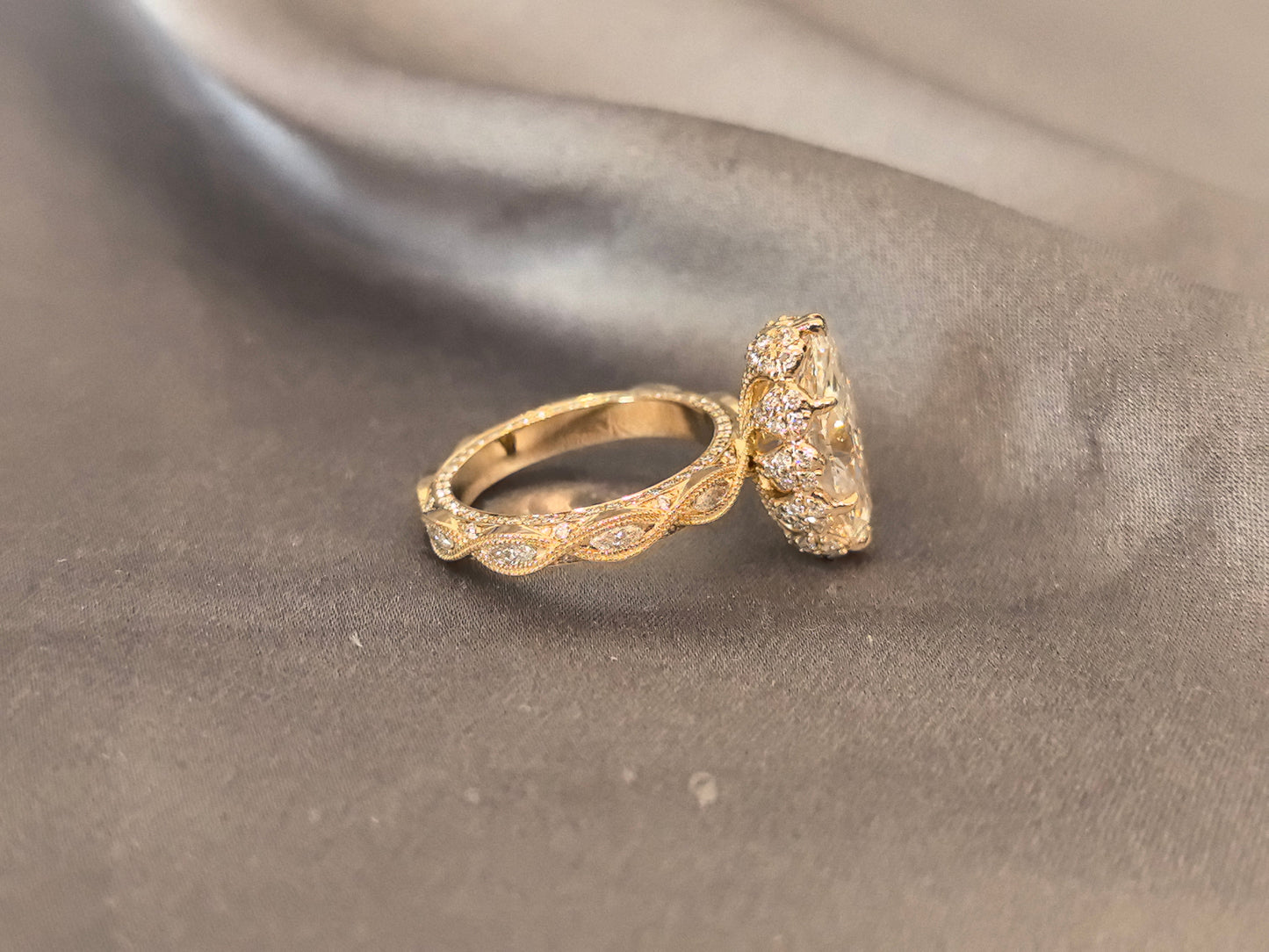 Marquise-Cut Lab-Grown Diamond Three-Stone Engagement Ring - Prong-Set - Refined Symmetrical Three-Stone Style (Copy)