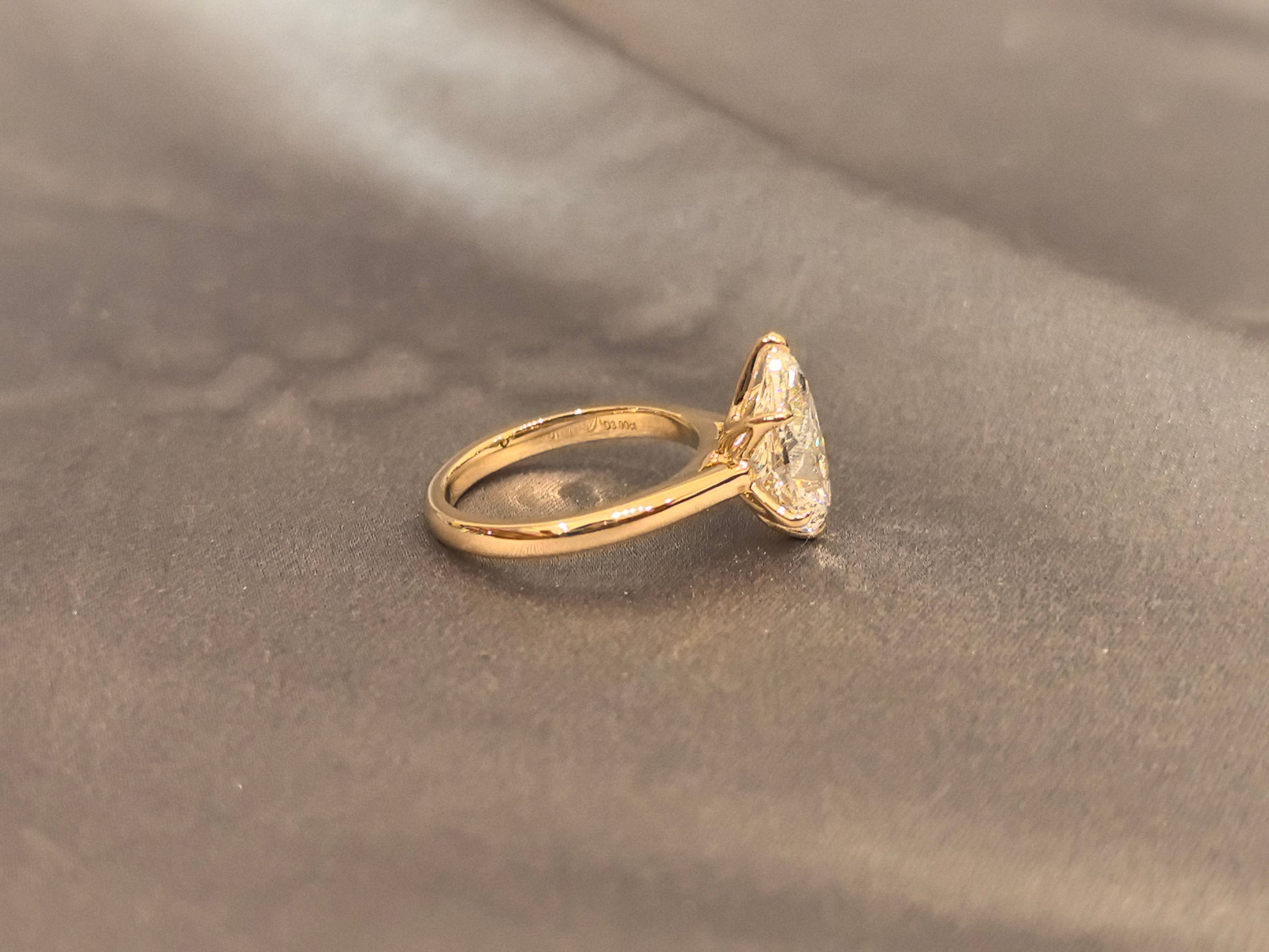 Minimalist Pear-Cut Solitaire Ring - Polished High-Shine Smooth Band - Durable, Comfort-Fit Construction
