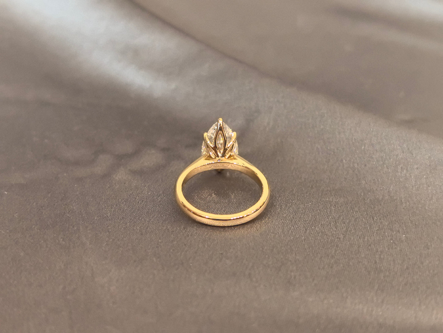 Minimalist Pear-Cut Solitaire Ring - Polished High-Shine Smooth Band - Durable, Comfort-Fit Construction