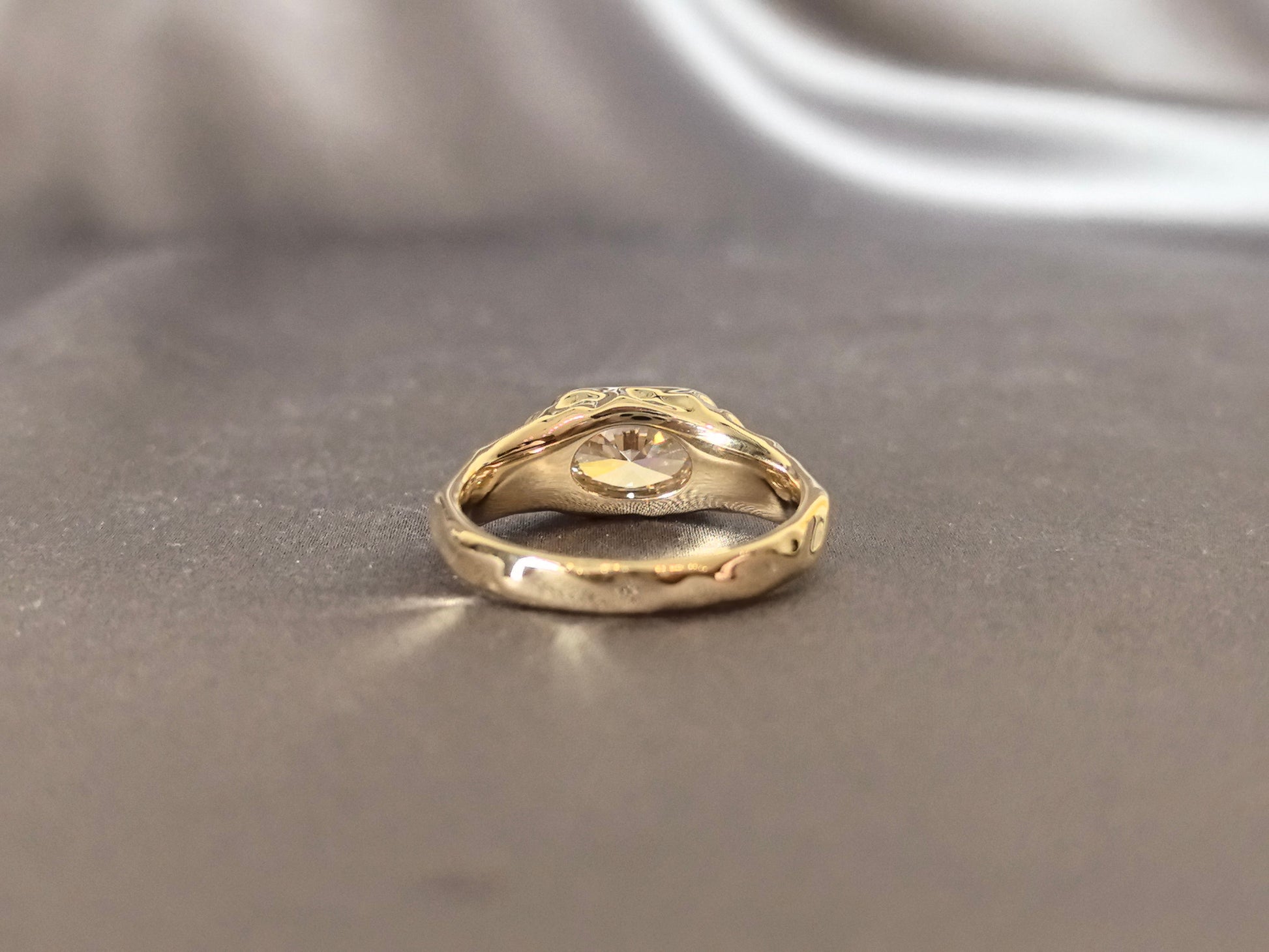 Oval-Cut Fancy Pink Diamond Bezel-Set Signet Ring - Starburst Accents - Versatile Layerable Statement Ring