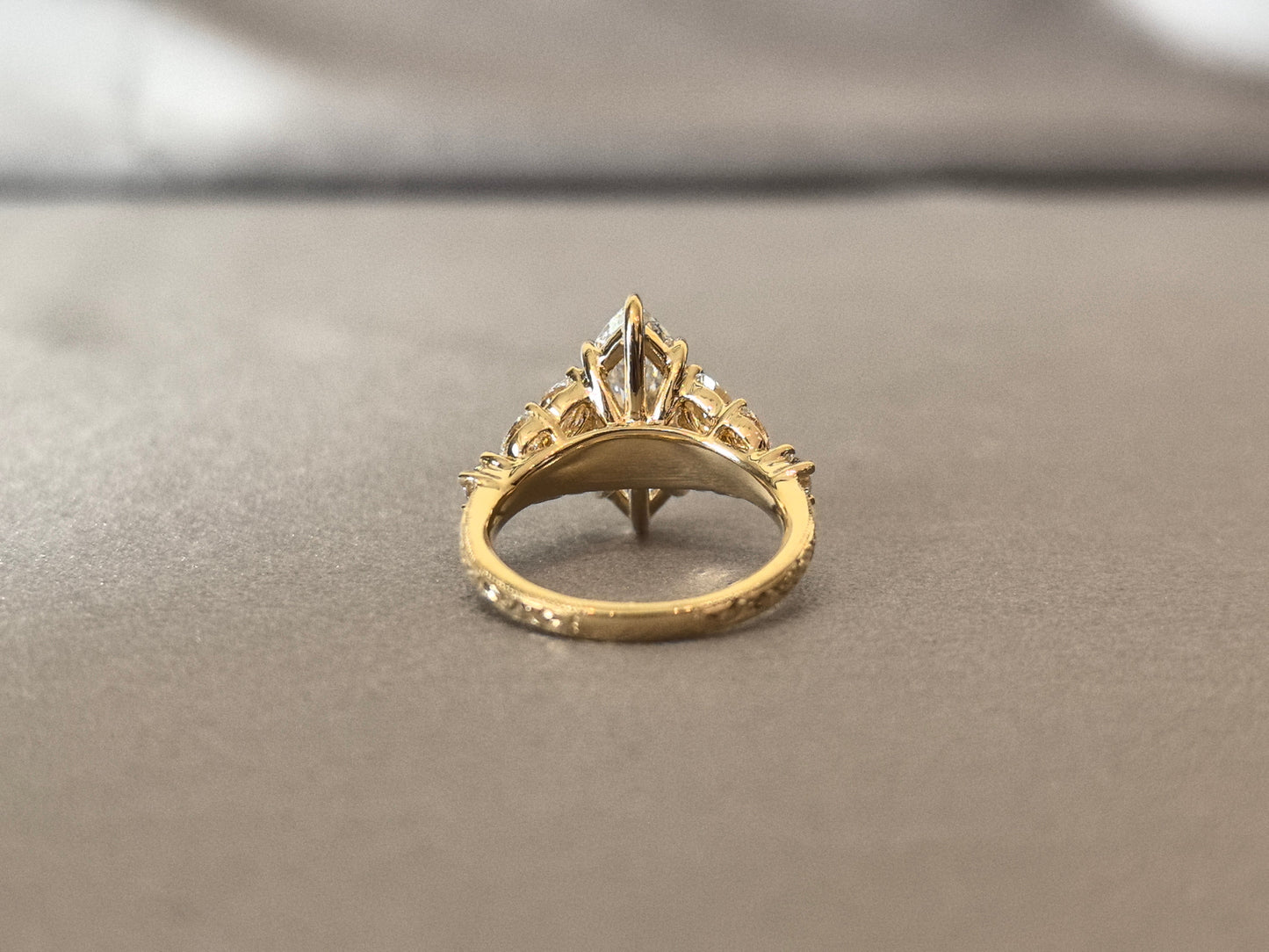 Marquise-Cut Lab-Grown Diamond Cluster Engagement Ring - Prong Set - Contemporary Filigree Design