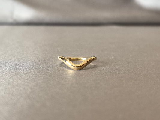 Curved V-Shaped Gold Ring for Engagement Rings - Durable Snag-Free Finish - Timeless Curved Promise Ring