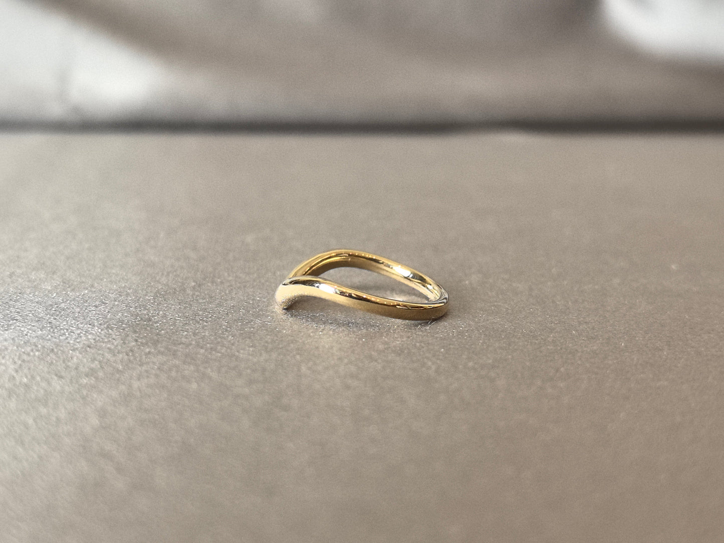 Curved V-Shaped Gold Ring for Engagement Rings - Durable Snag-Free Finish - Timeless Curved Promise Ring