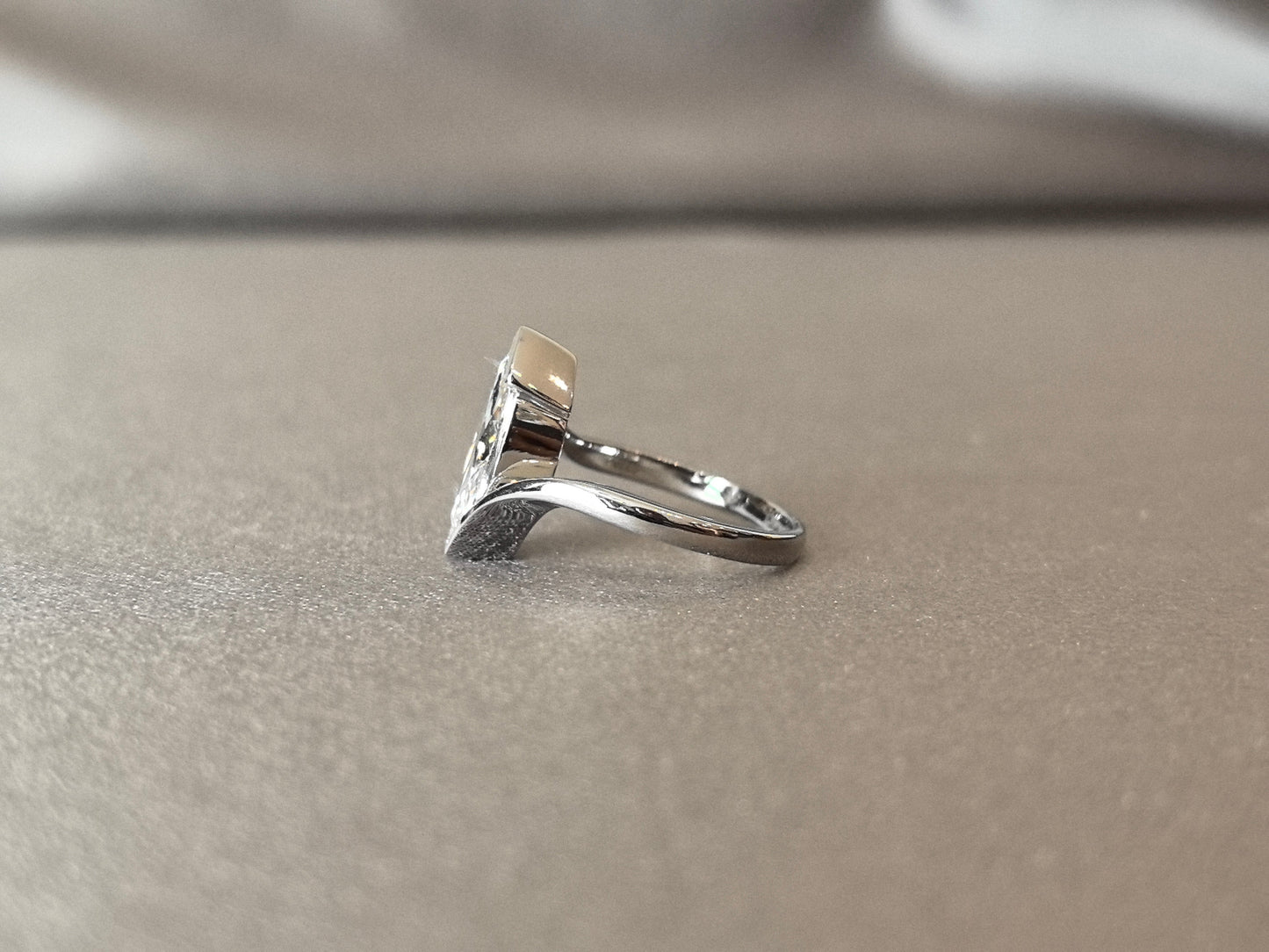 Marquise-Cut Lab-Grown Diamond Bypass Solitaire Ring - Half Bezel Set - Modern Bypass Solitaire Engagement Ring