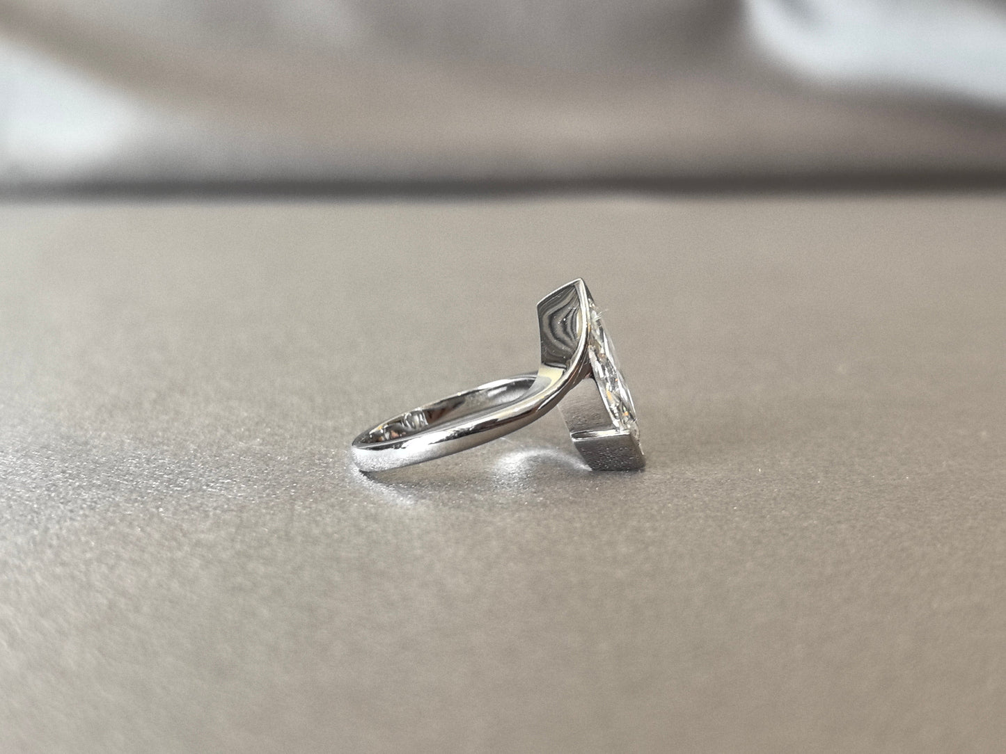 Marquise-Cut Lab-Grown Diamond Bypass Solitaire Ring - Half Bezel Set - Modern Bypass Solitaire Engagement Ring