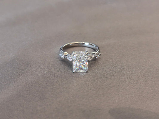 Radiant-Cut Diamond Split Shank Ring - Prong-Set - Hypoallergenic Fine Jewelry