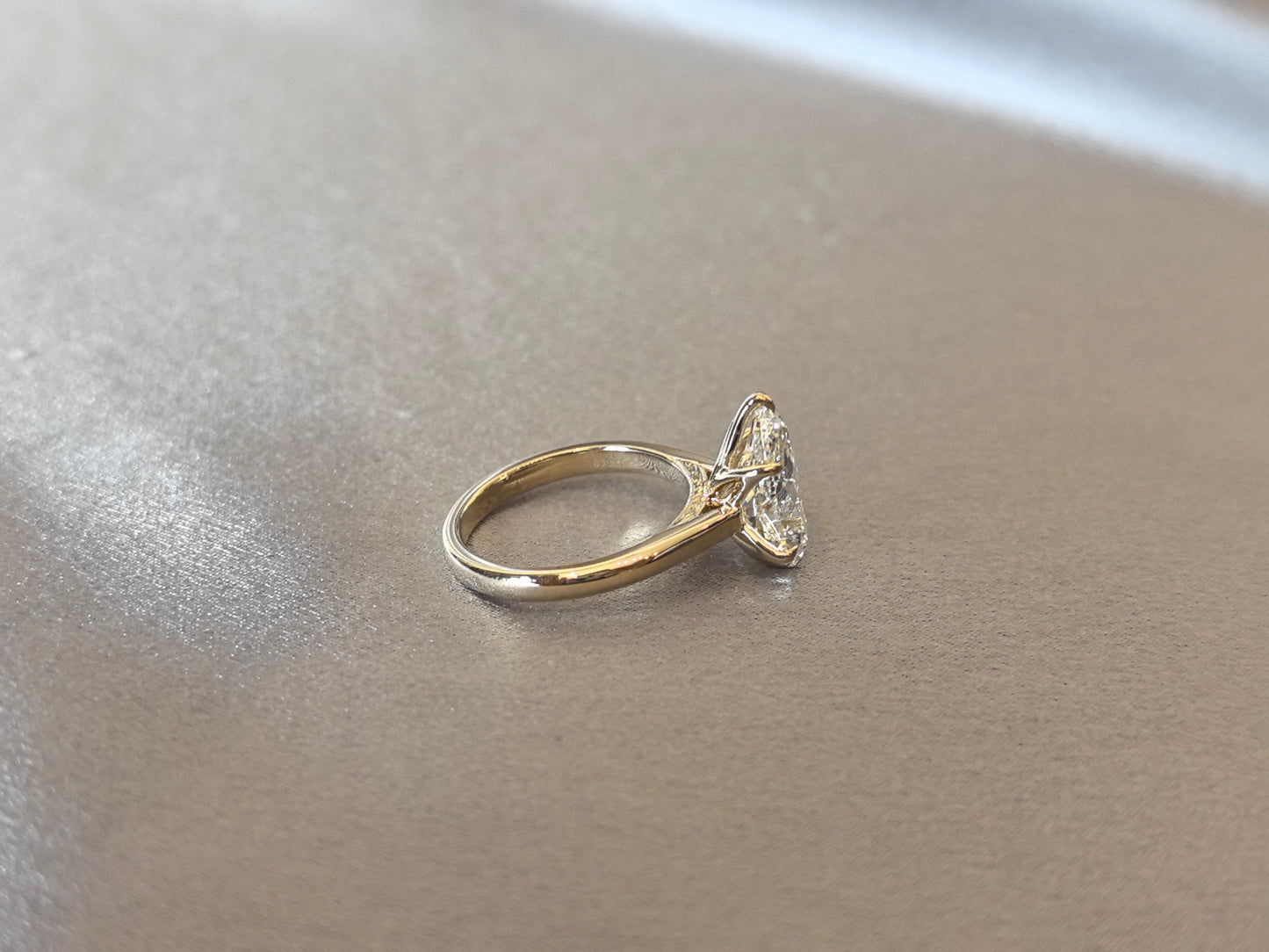 Pear-Shaped Diamond Solitaire Engagement Ring - Prong-Set - Delicate Milgrain Detailing