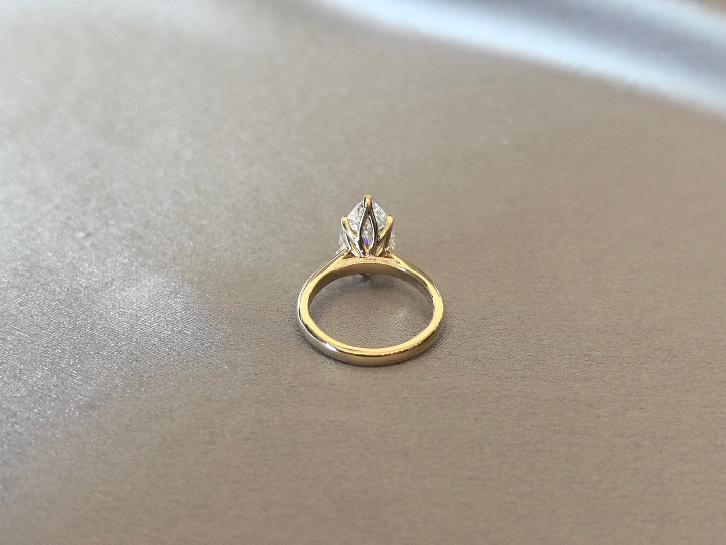 Pear-Shaped Diamond Solitaire Engagement Ring - Prong-Set - Delicate Milgrain Detailing