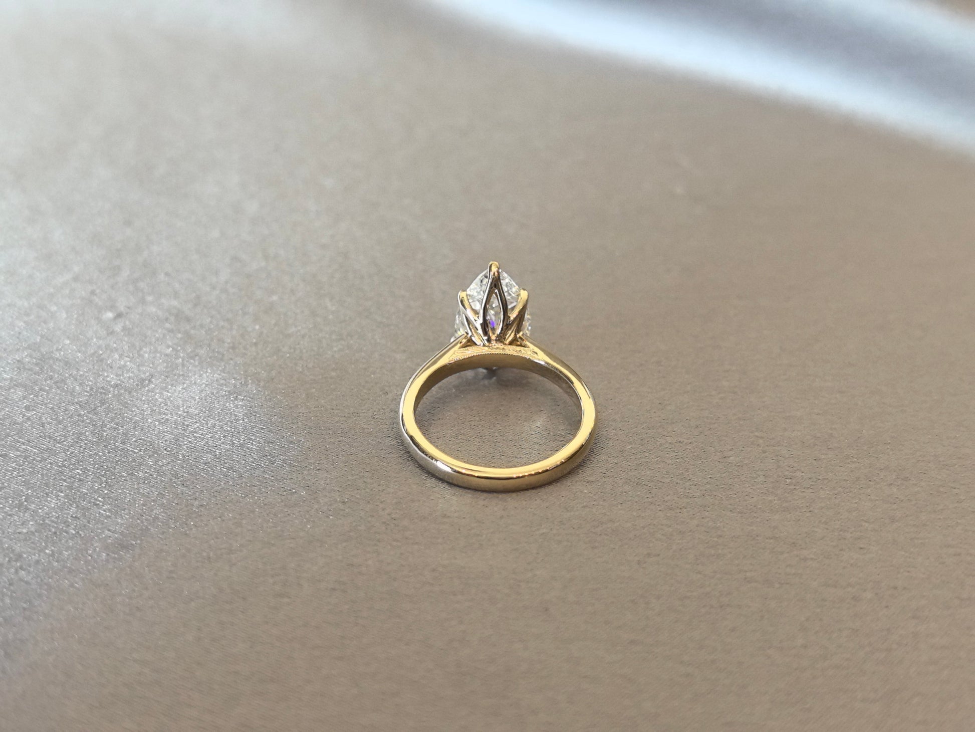 Pear-Shaped Diamond Solitaire Engagement Ring - Prong-Set - Delicate Milgrain Detailing