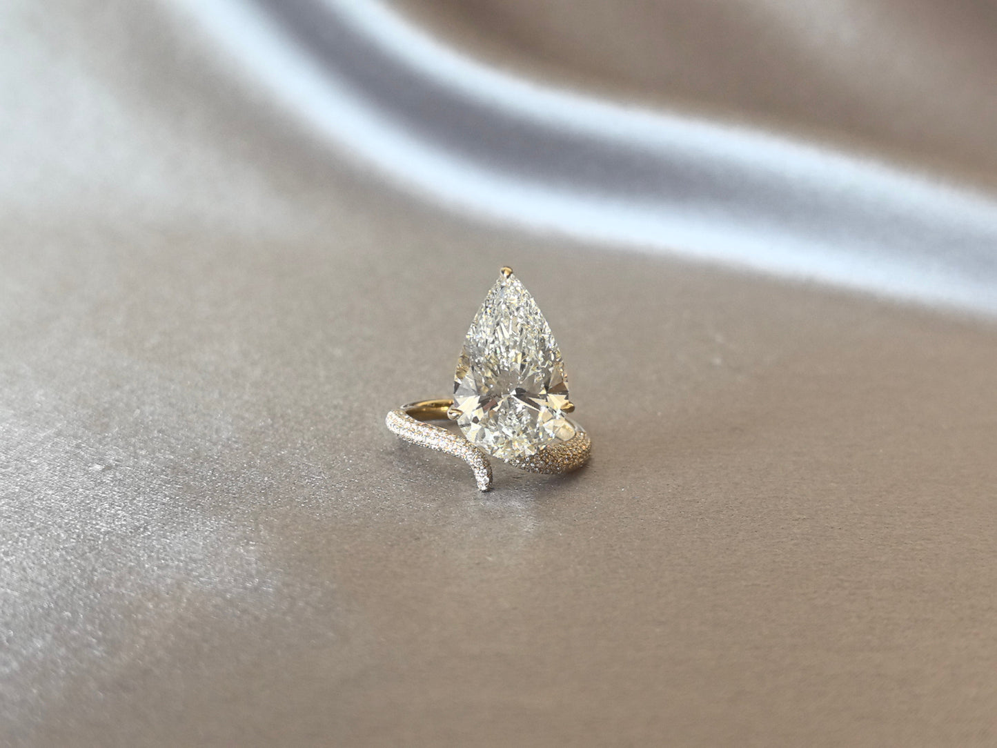 Pear-Shaped Diamond Solitaire Engagement Ring - Prong-Set - Delicate Milgrain Detailing (Copy)