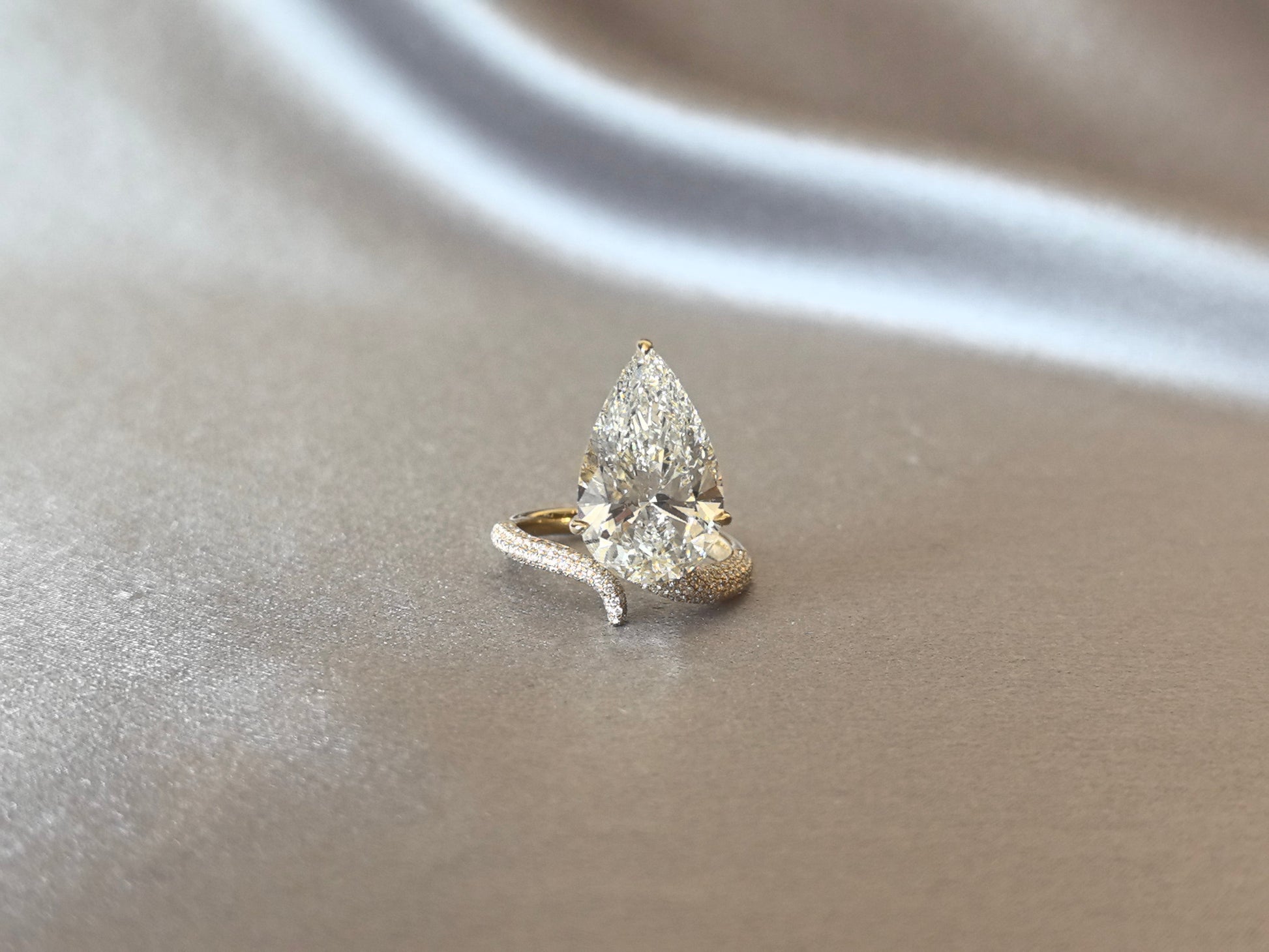 Pear-Shaped Diamond Solitaire Engagement Ring - Prong-Set - Delicate Milgrain Detailing (Copy)