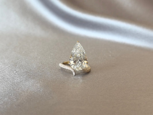 Pear-Shaped Diamond Solitaire Engagement Ring - Prong-Set - Delicate Milgrain Detailing (Copy)