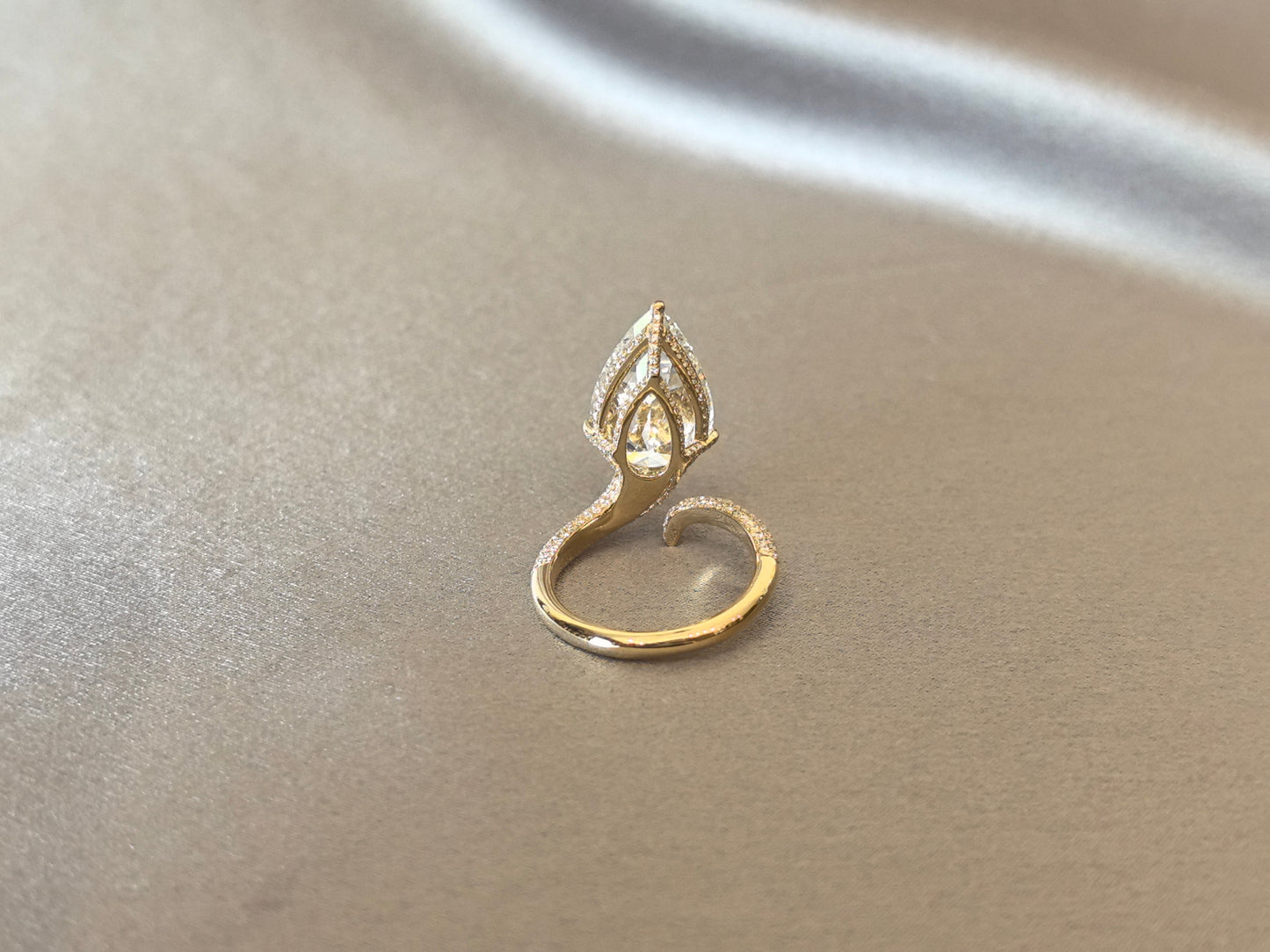 Pear-Shaped Diamond Solitaire Engagement Ring - Prong-Set - Delicate Milgrain Detailing (Copy)