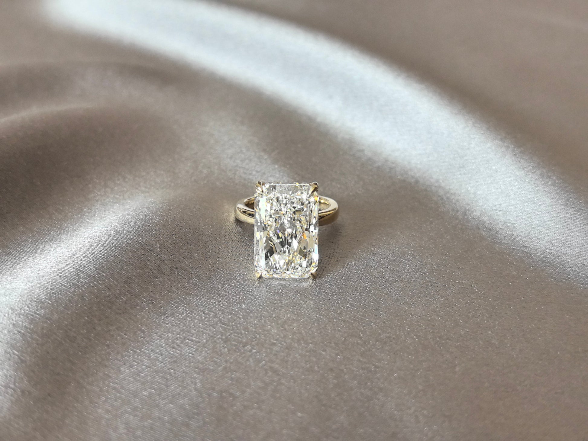 Radiant-Cut Diamond Engagement Ring - Full Pave Band - Four-Prong-Set