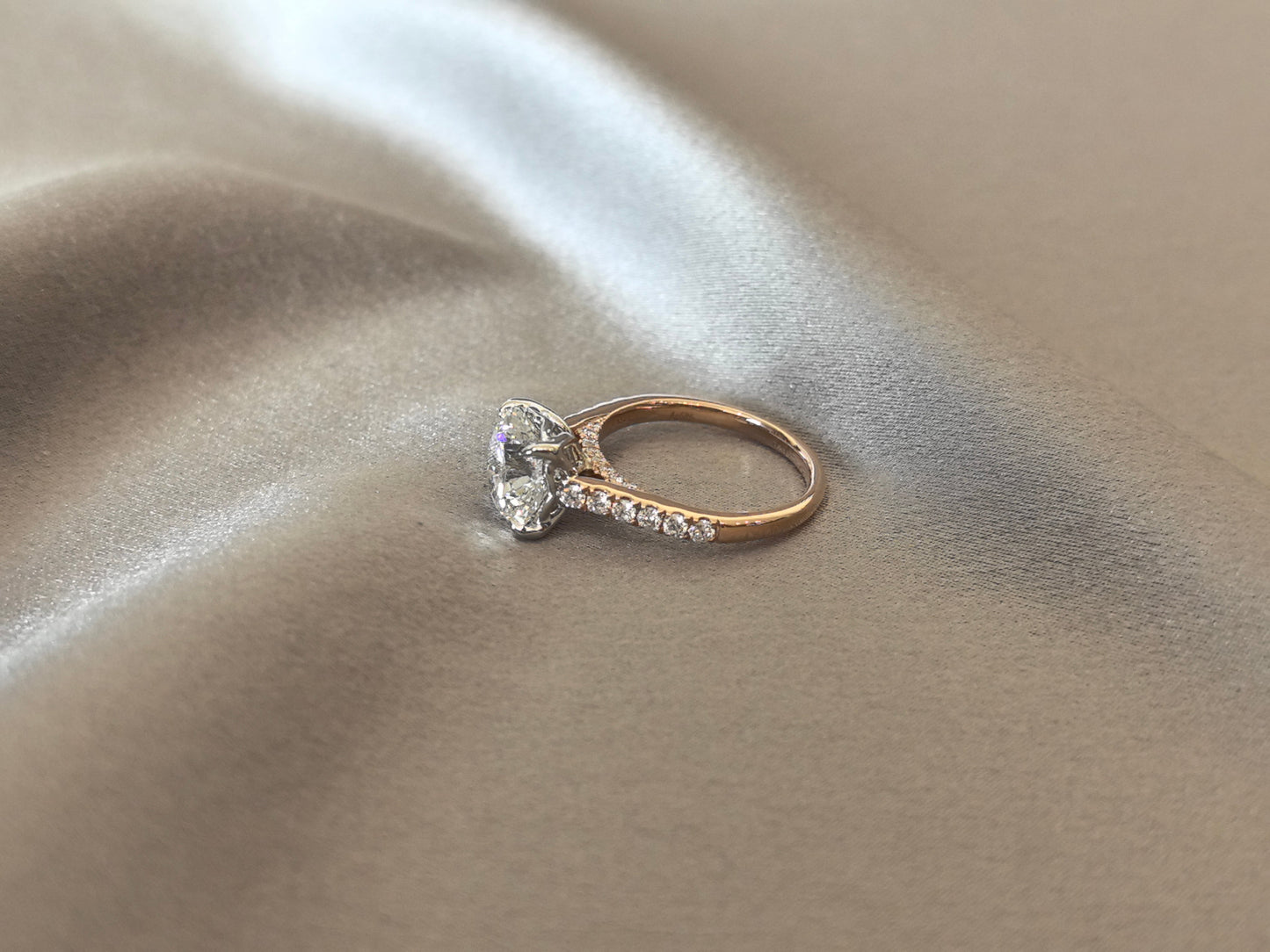 Round Brilliant-Cut Diamond Engagement Ring - Hidden Halo & Pave Band - Hypoallergenic Fine Gold Jewelry