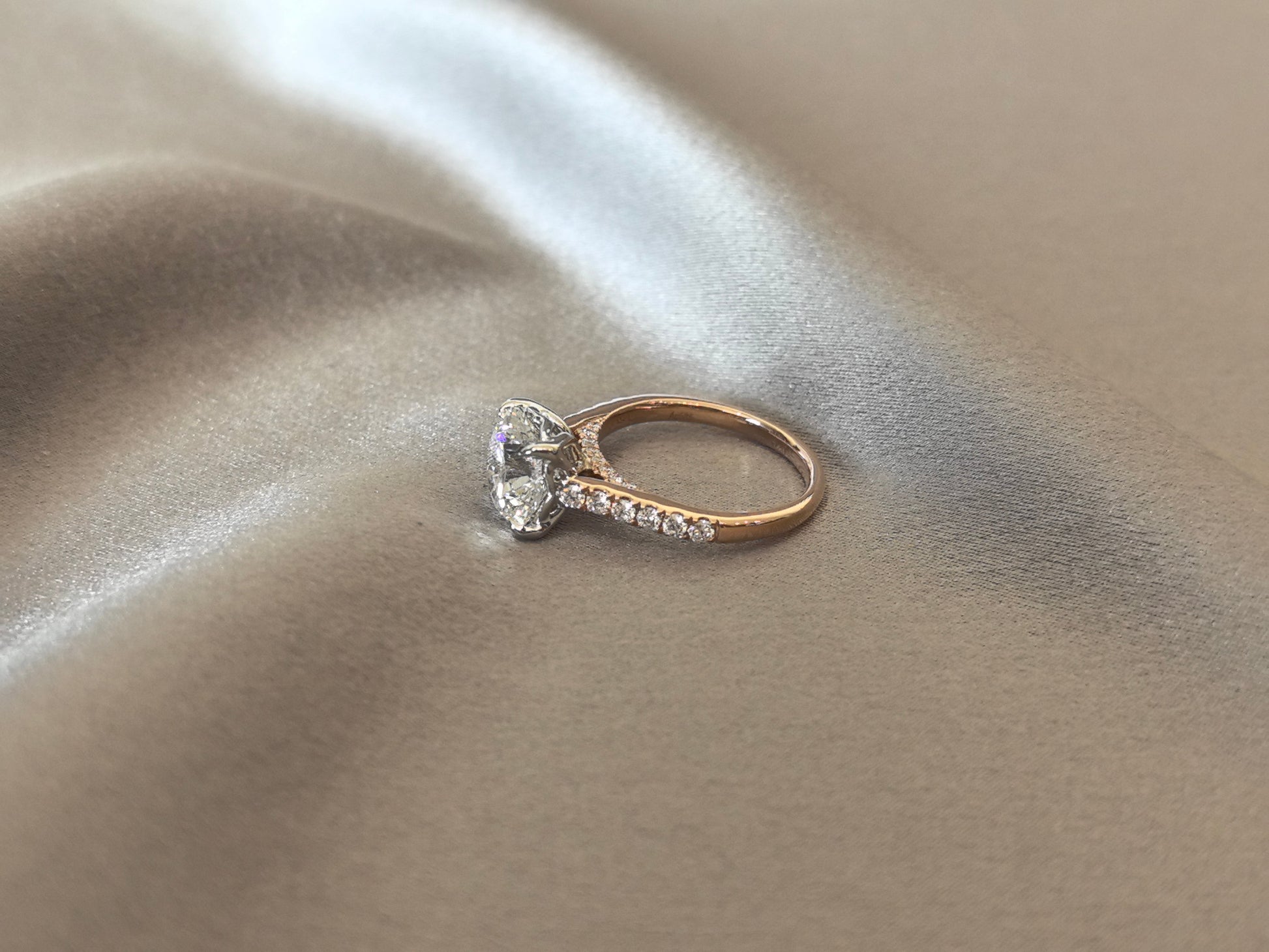 Round Brilliant-Cut Diamond Engagement Ring - Hidden Halo & Pave Band - Hypoallergenic Fine Gold Jewelry