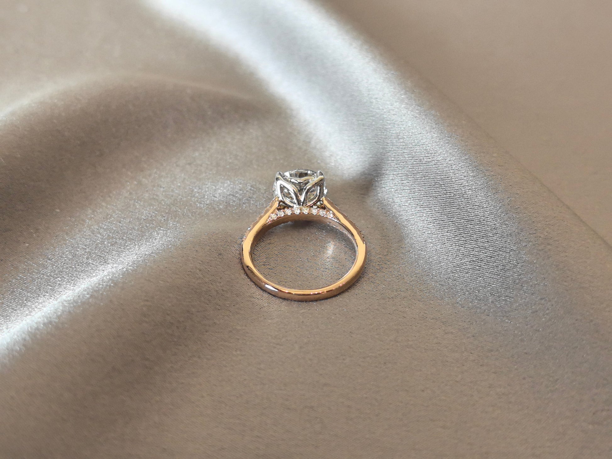 Round Brilliant-Cut Diamond Engagement Ring - Hidden Halo & Pave Band - Hypoallergenic Fine Gold Jewelry