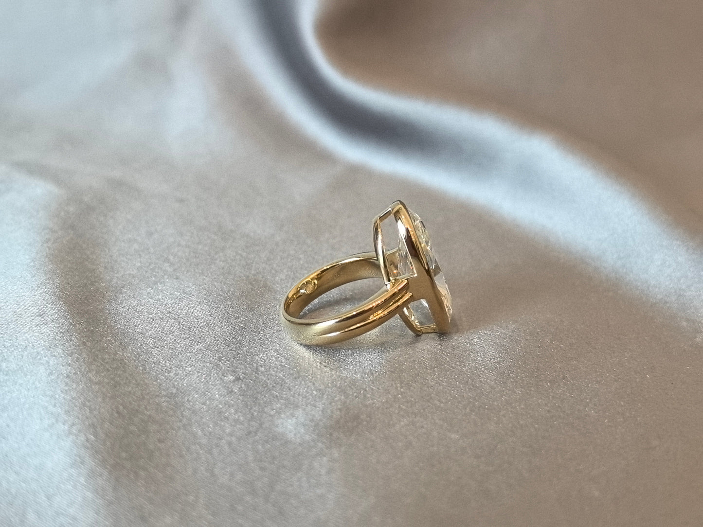 Marquise-Cut Diamond Solitaire Ring - Bezel-Set - Split-Shank Band