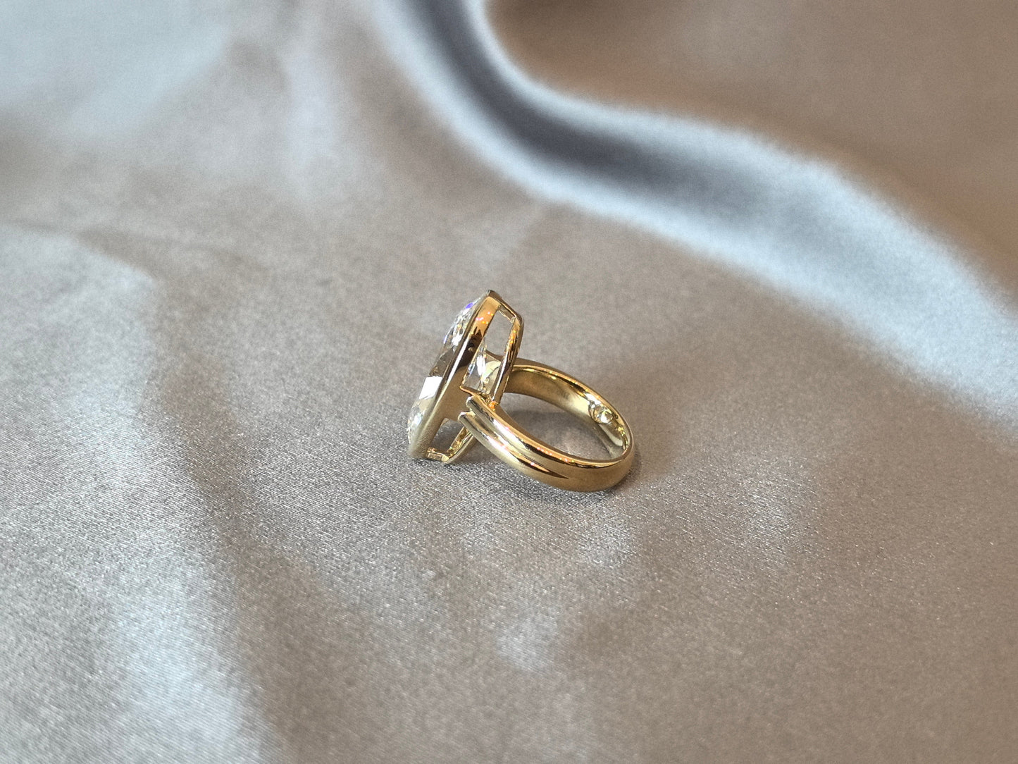 Marquise-Cut Diamond Solitaire Ring - Bezel-Set - Split-Shank Band