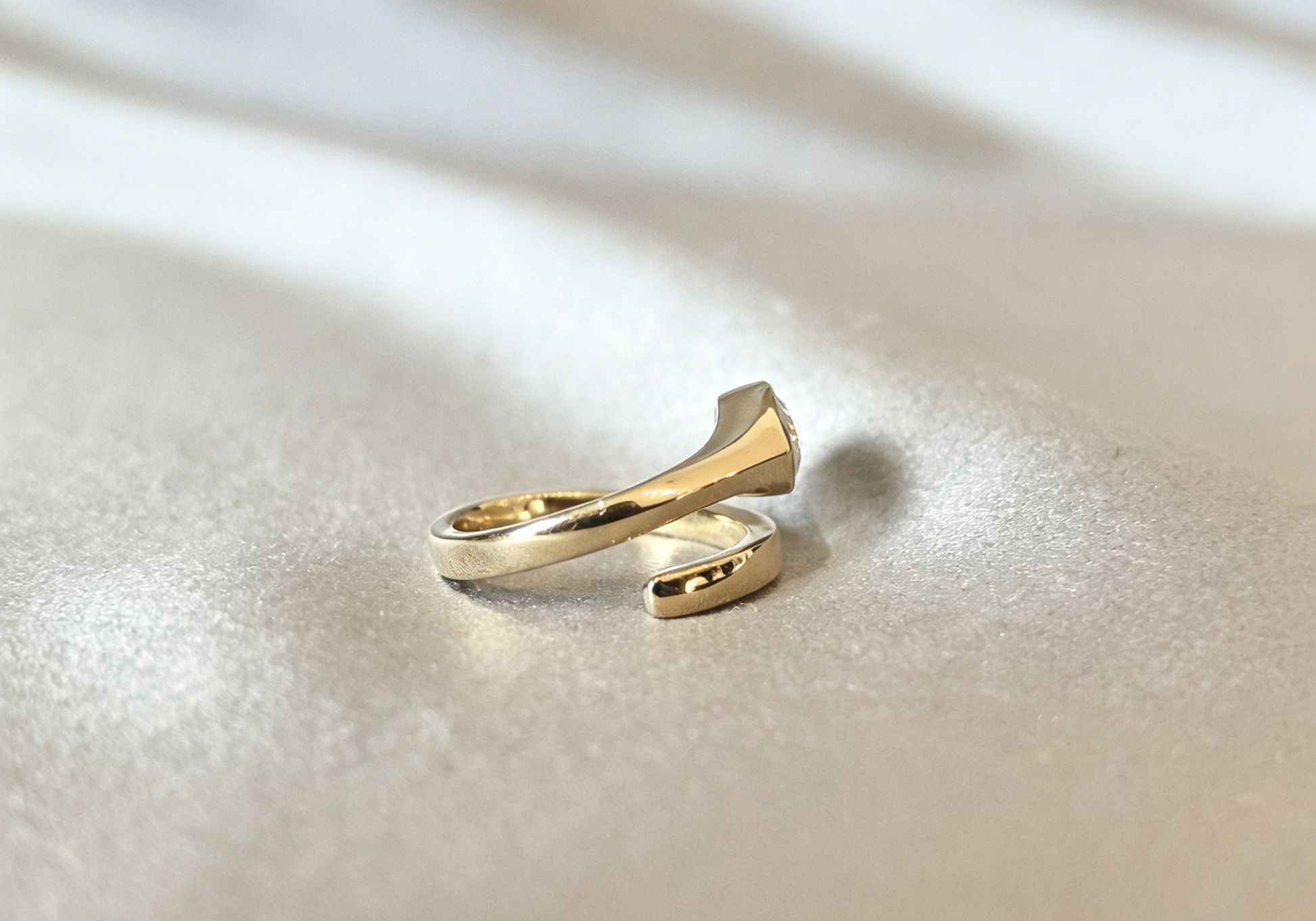 Marquise-cut lab diamond open bypass ring - Bezel Set - Open bypass wrap-around design