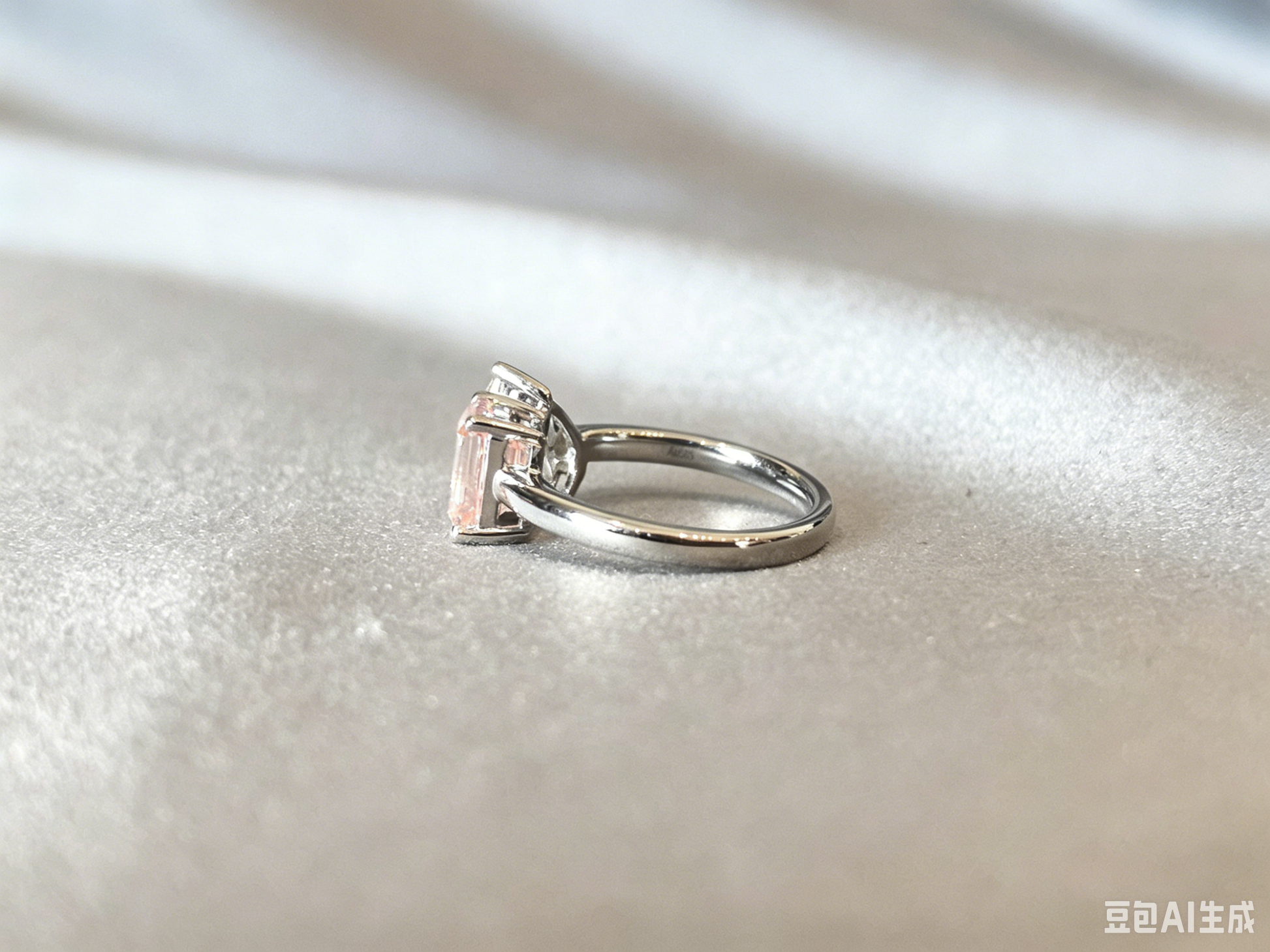 Pear-cut and emerald-cut lab diamond ring - Secure prong-set - Two-tone pink diamond statement ring