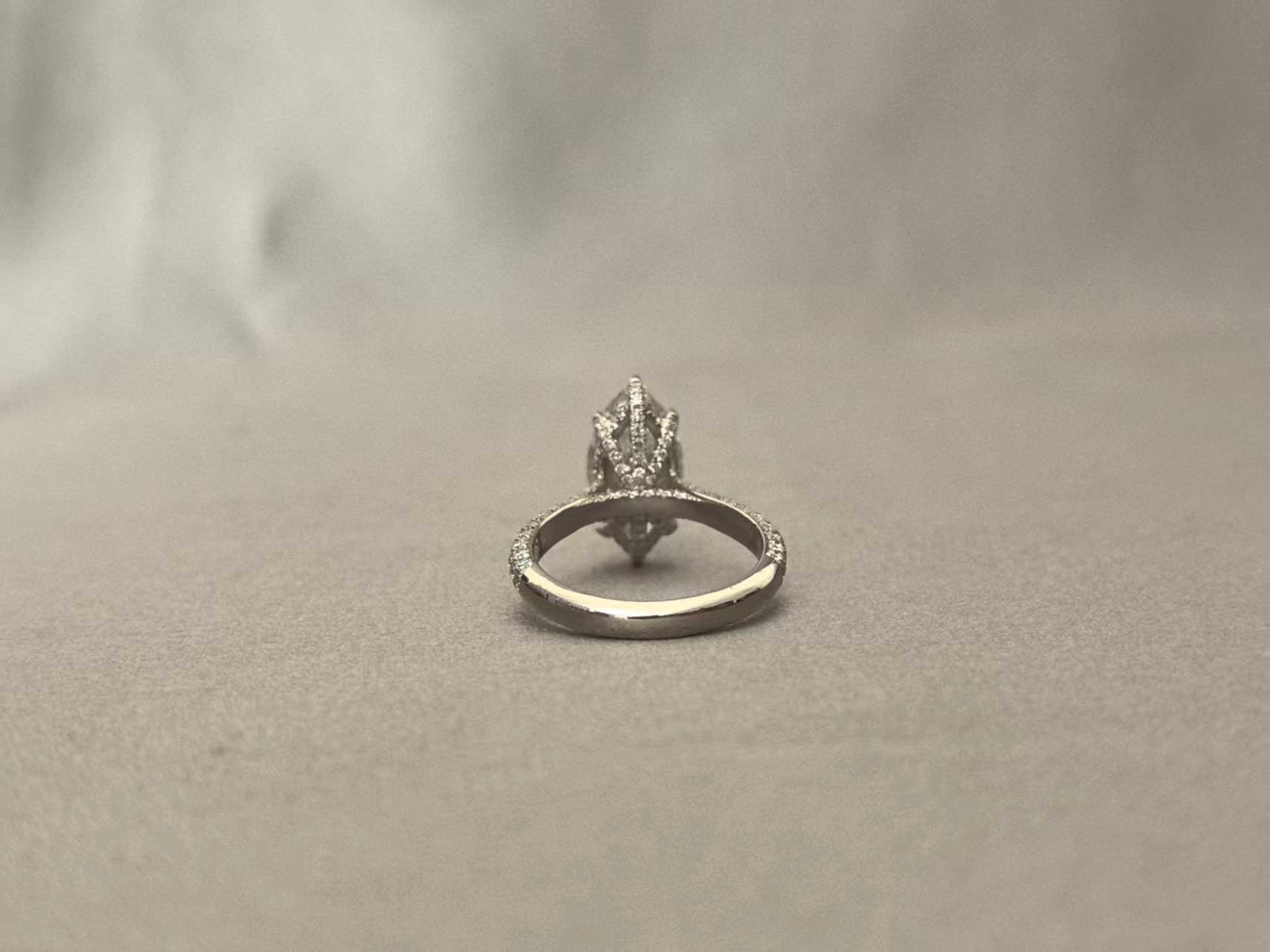 3 Carat Marquise Cut Lab-Grown Diamond Ring - Tulip Setting with Half-Halo & Pavé Band in 18K Gold