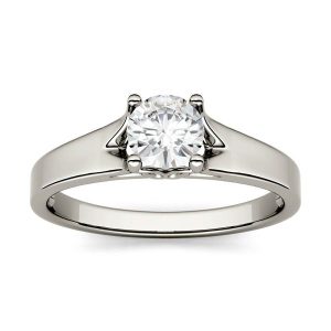 Round Four-Prong Moissanite Solitaire Engagement Ring